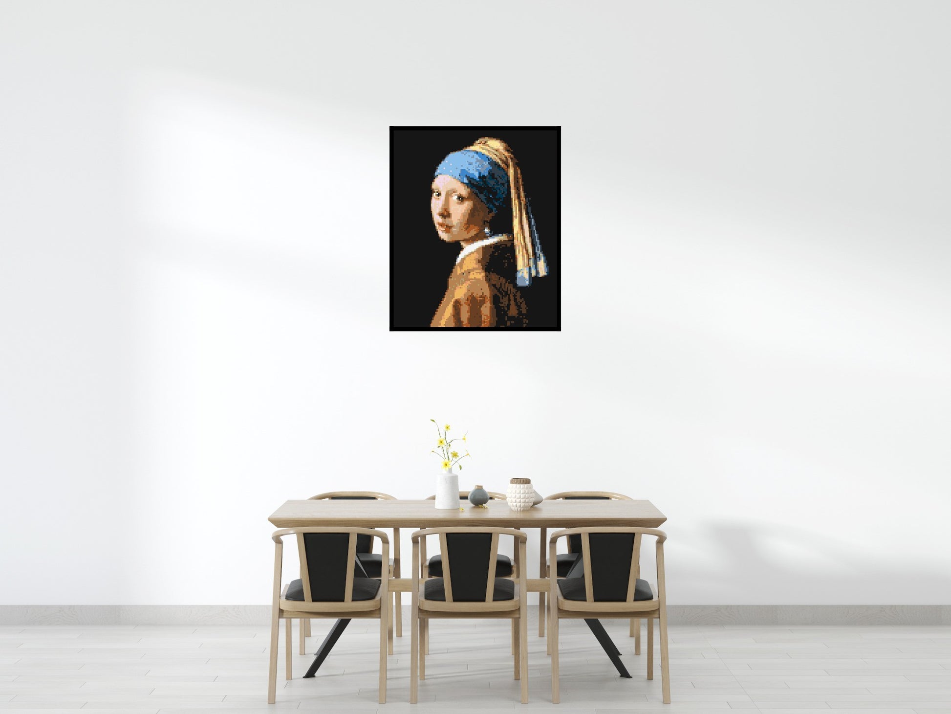 Girl with a Pearl Earring by Johannes Vermeer - Brick Art Mosaic Kit 5x6 scene with frame