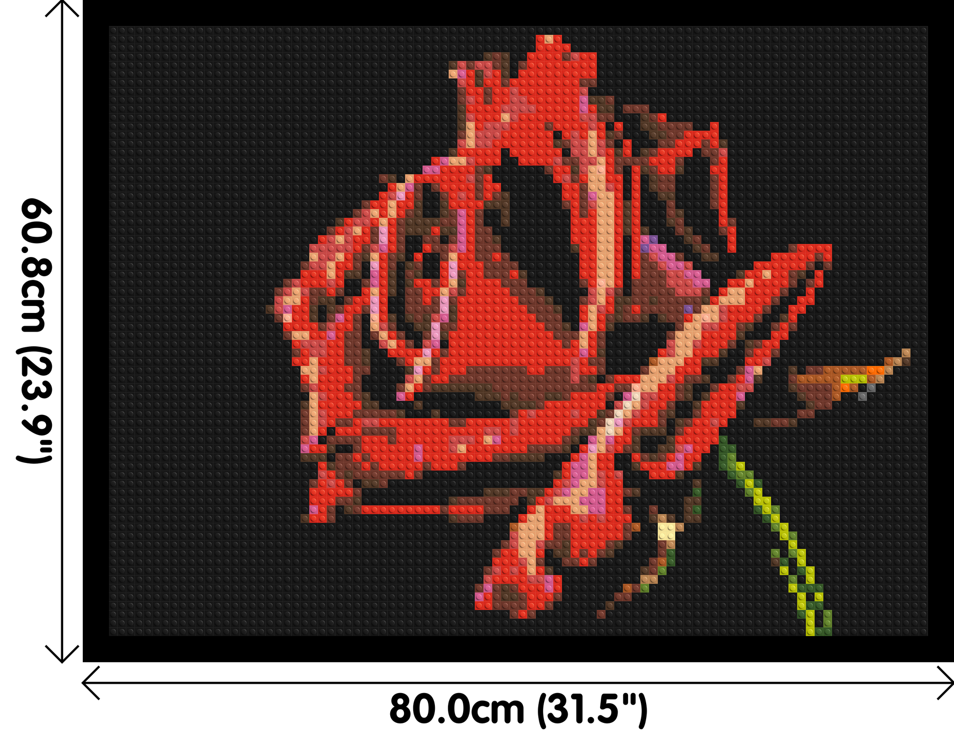 Red Rose - Brick Art Mosaic Kit 4x3 dimensions with frame