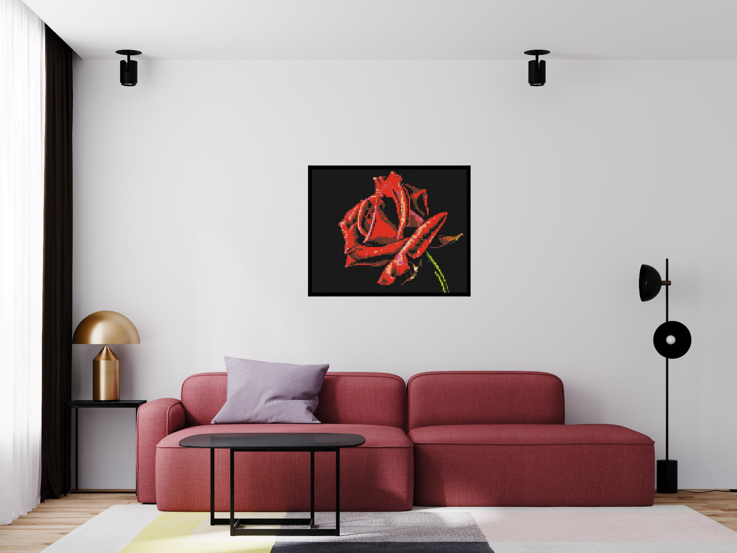 Red Rose - Brick Art Mosaic Kit 5x4 large