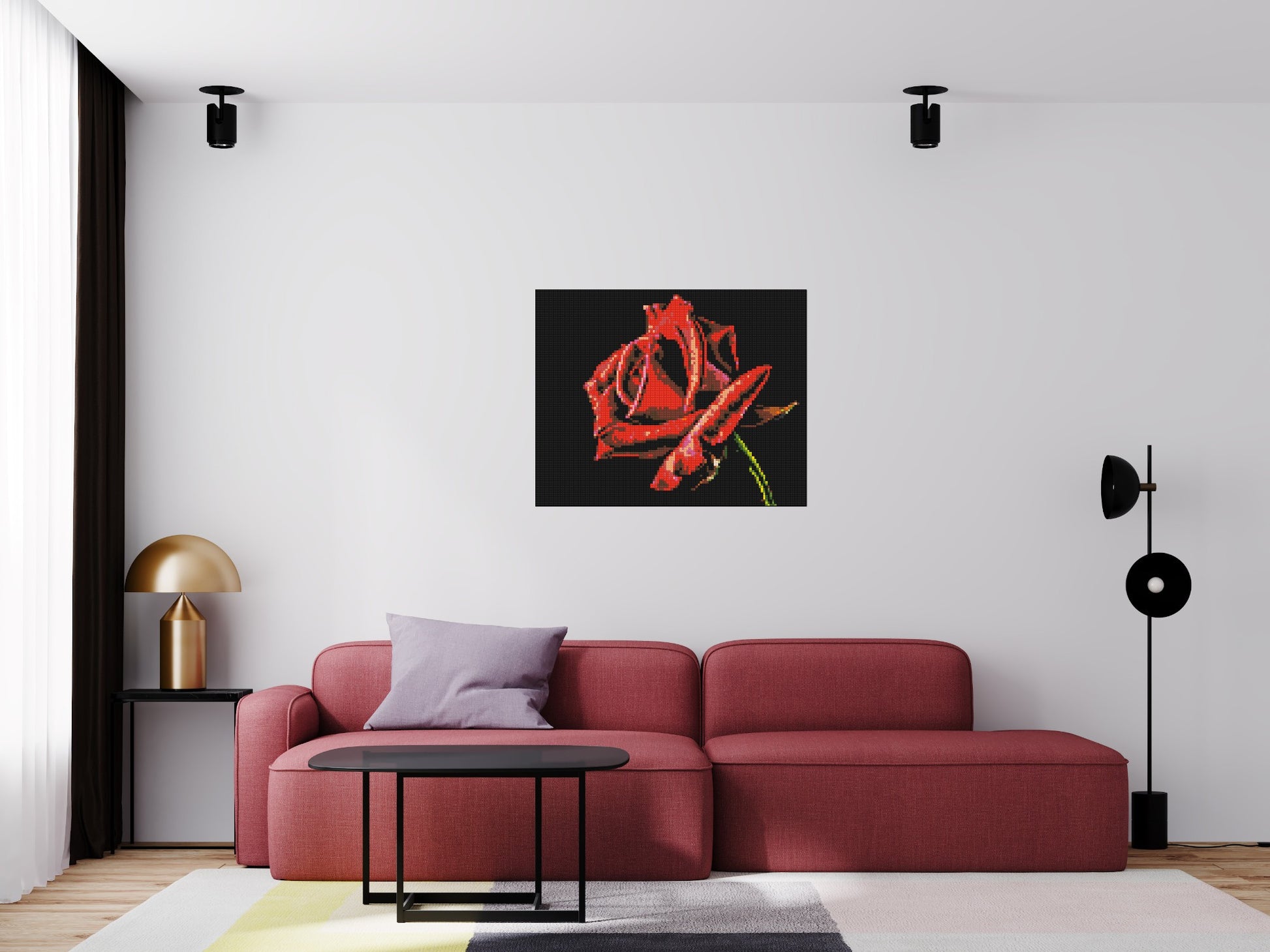 Red Rose - Brick Art Mosaic Kit 5x4 scene