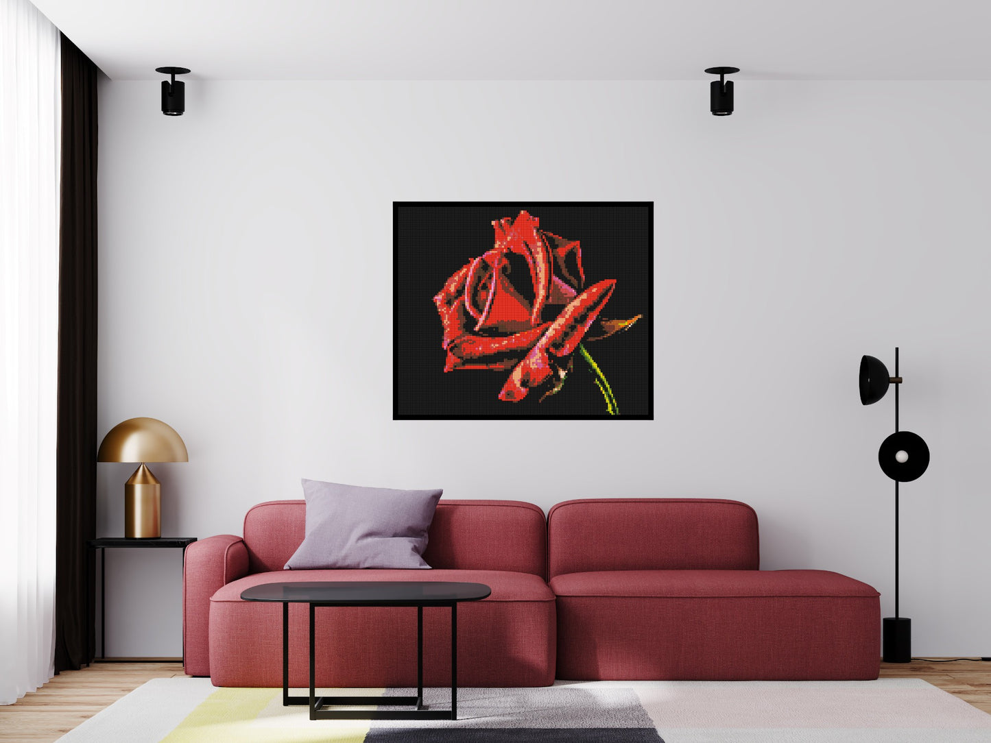 Red Rose - Brick Art Mosaic Kit 6x5 large