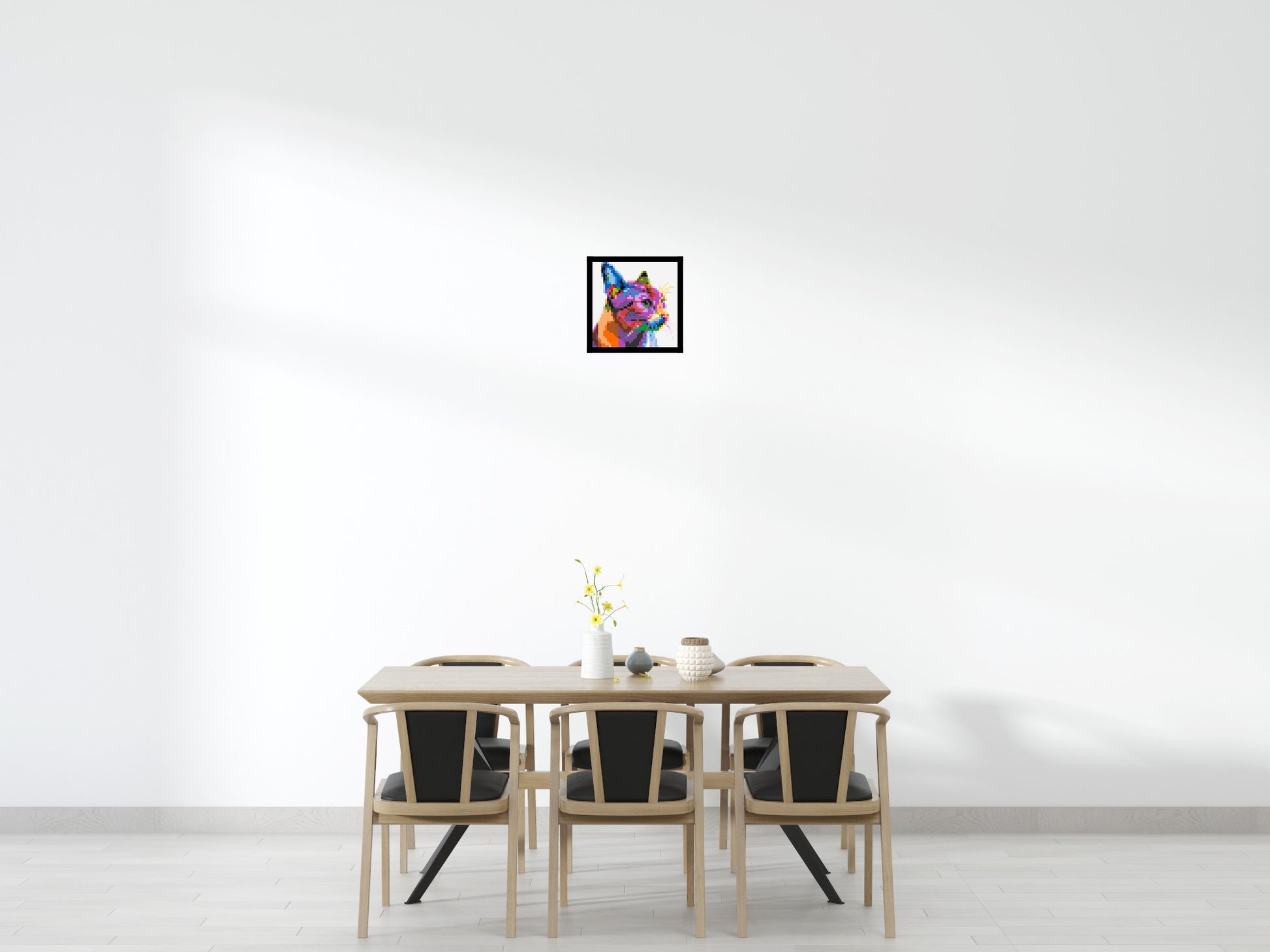 Cat #1 Colourful Pop Art - Brick Art Mosaic Kit 2x2 scene with frame