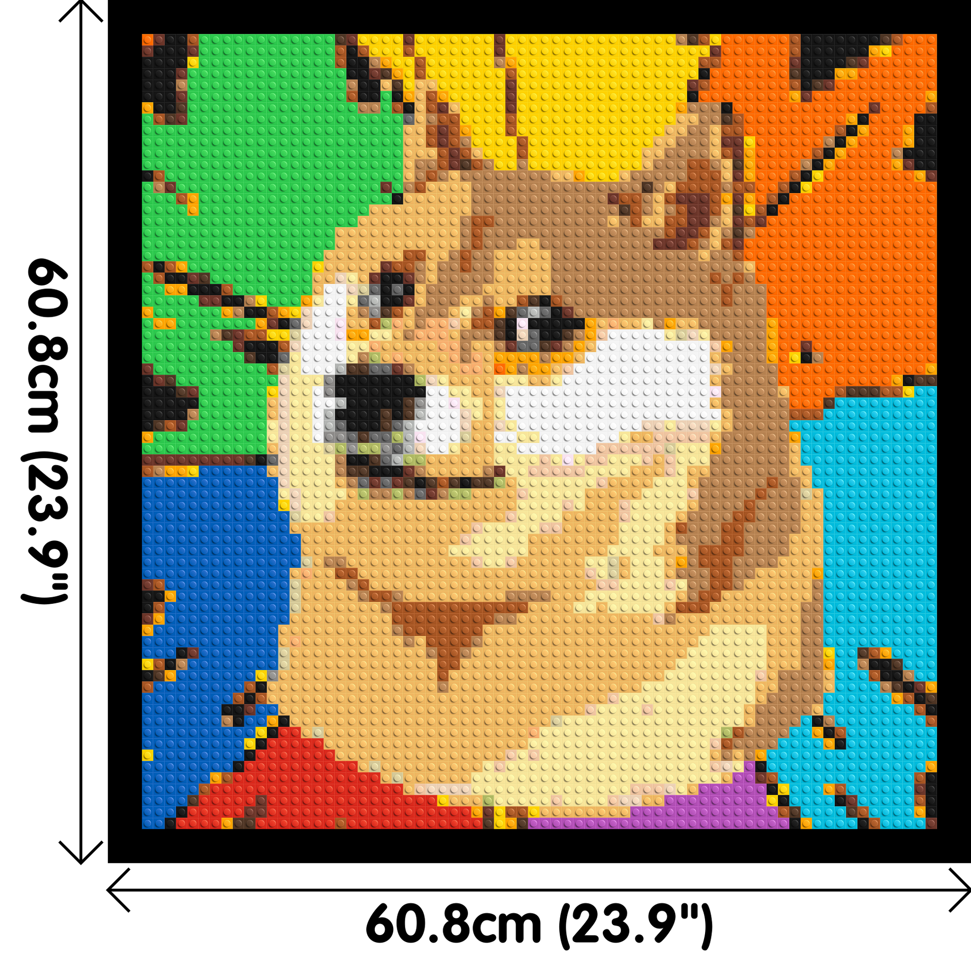 Colourful Doge Meme - Brick Art Mosaic Kit 3x3 dimensions with frame
