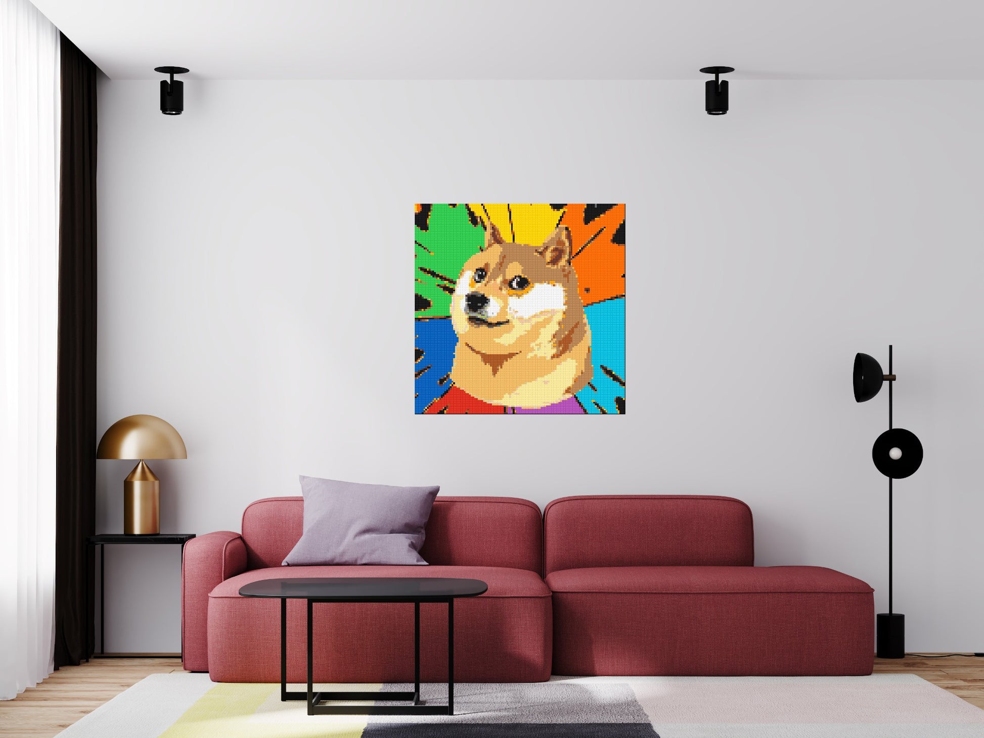 Colourful Doge Meme - Brick Art Mosaic Kit 5x5 scene