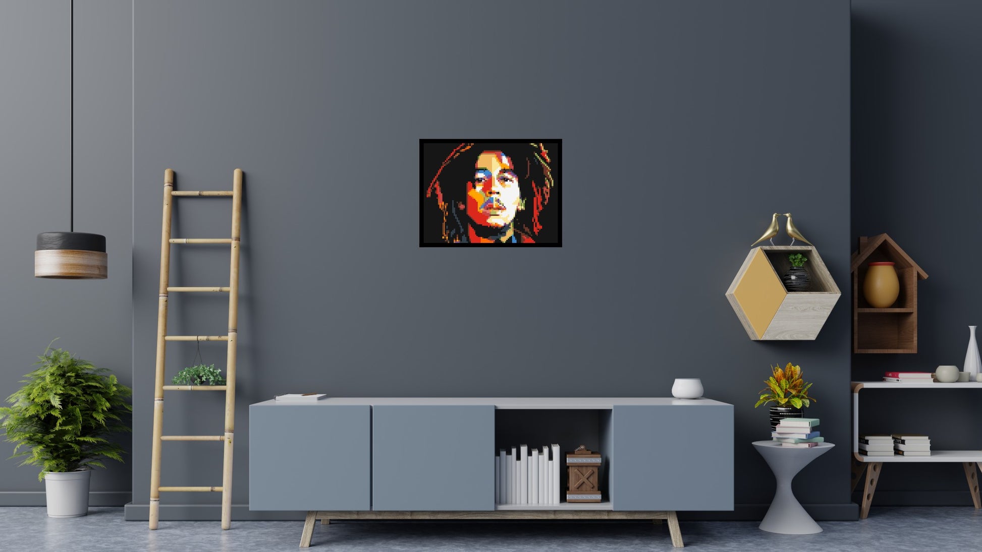 Bob Marley - Brick Art Mosaic Kit 4x3 scene with frame