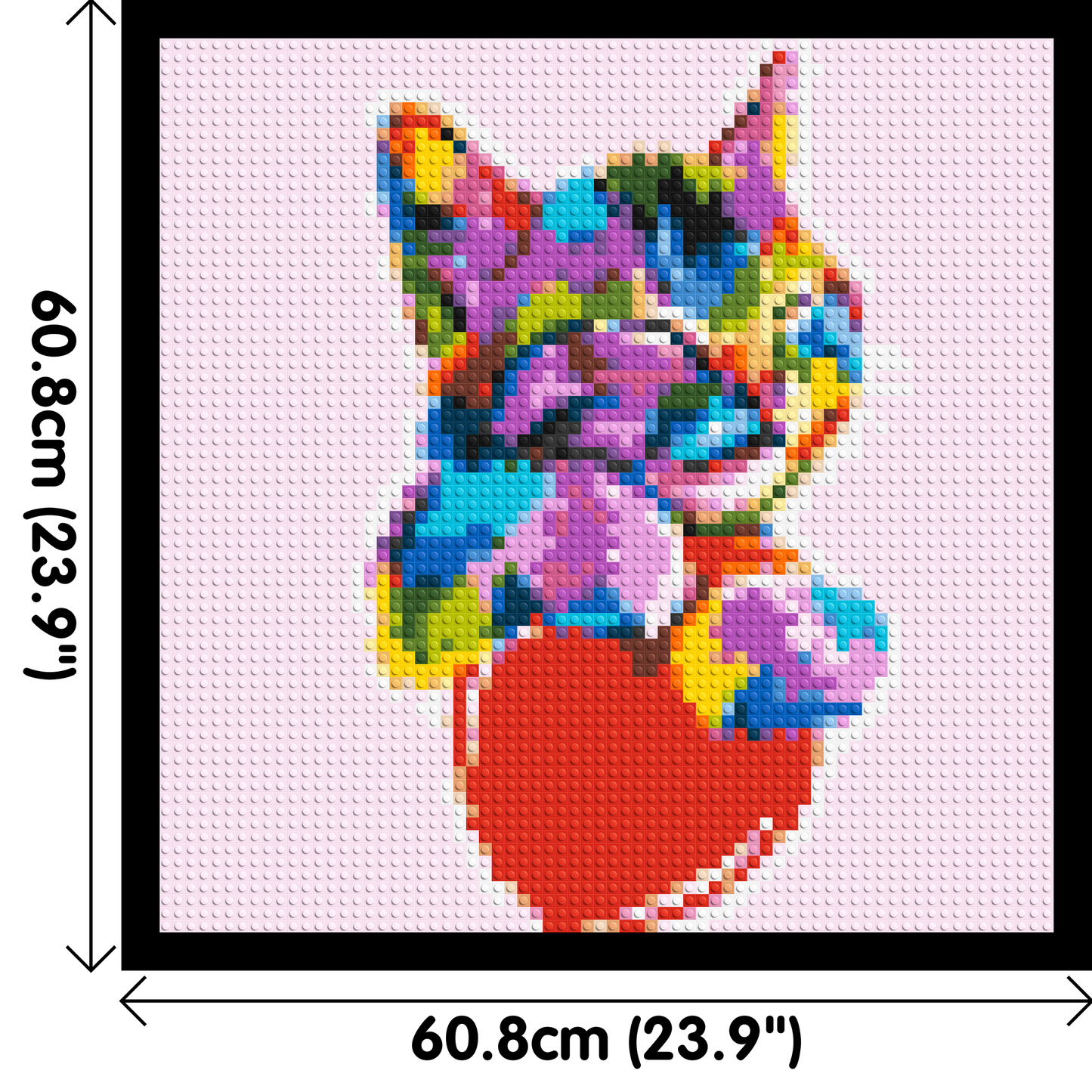 Cat with a Heart Colourful Pop Art - Brick Art Mosaic Kit 3x3 large