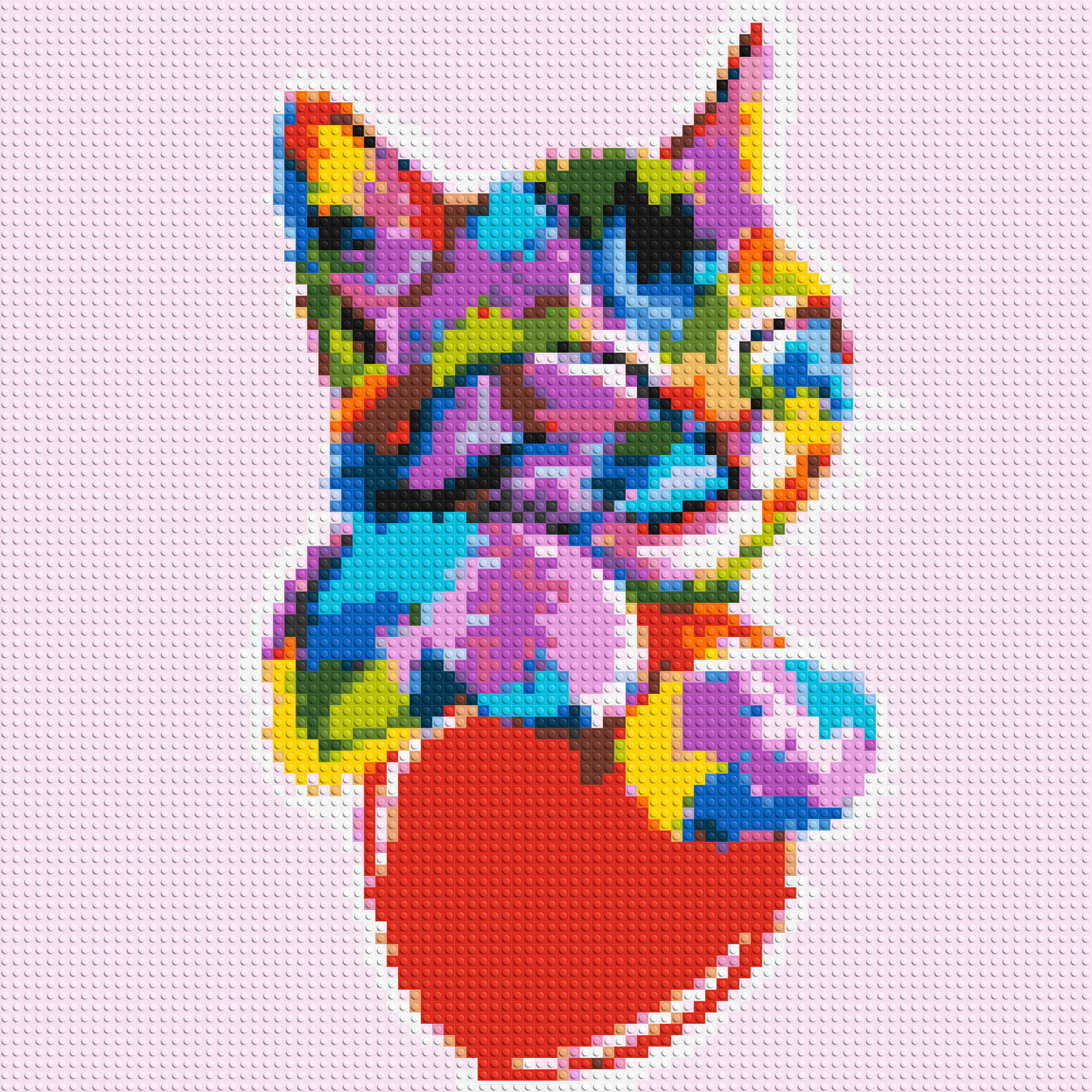 Cat with a Heart Colourful Pop Art - Brick Art Mosaic Kit 4x4 large
