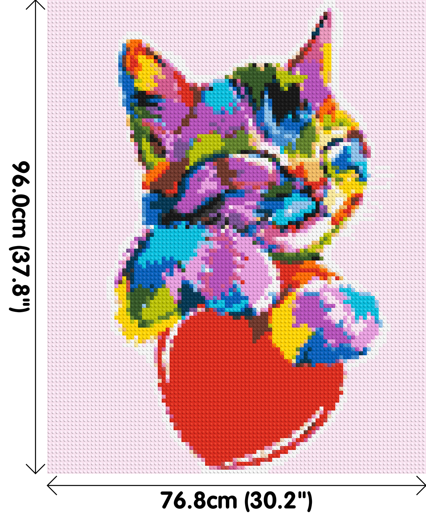 Cat with a Heart Colourful Pop Art - Brick Art Mosaic Kit 4x5 large