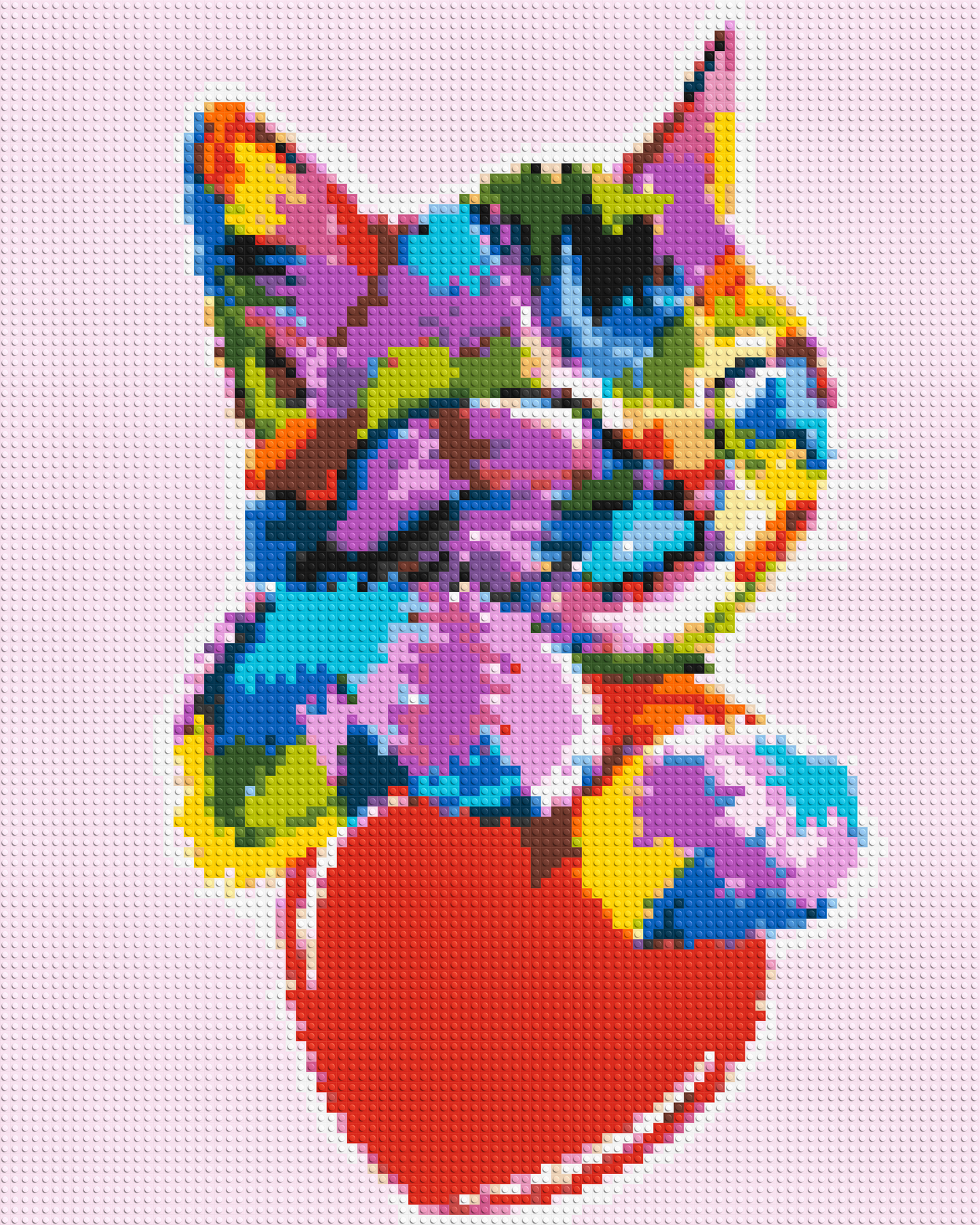 Cat with a Heart Colourful Pop Art - Brick Art Mosaic Kit 4x5 large