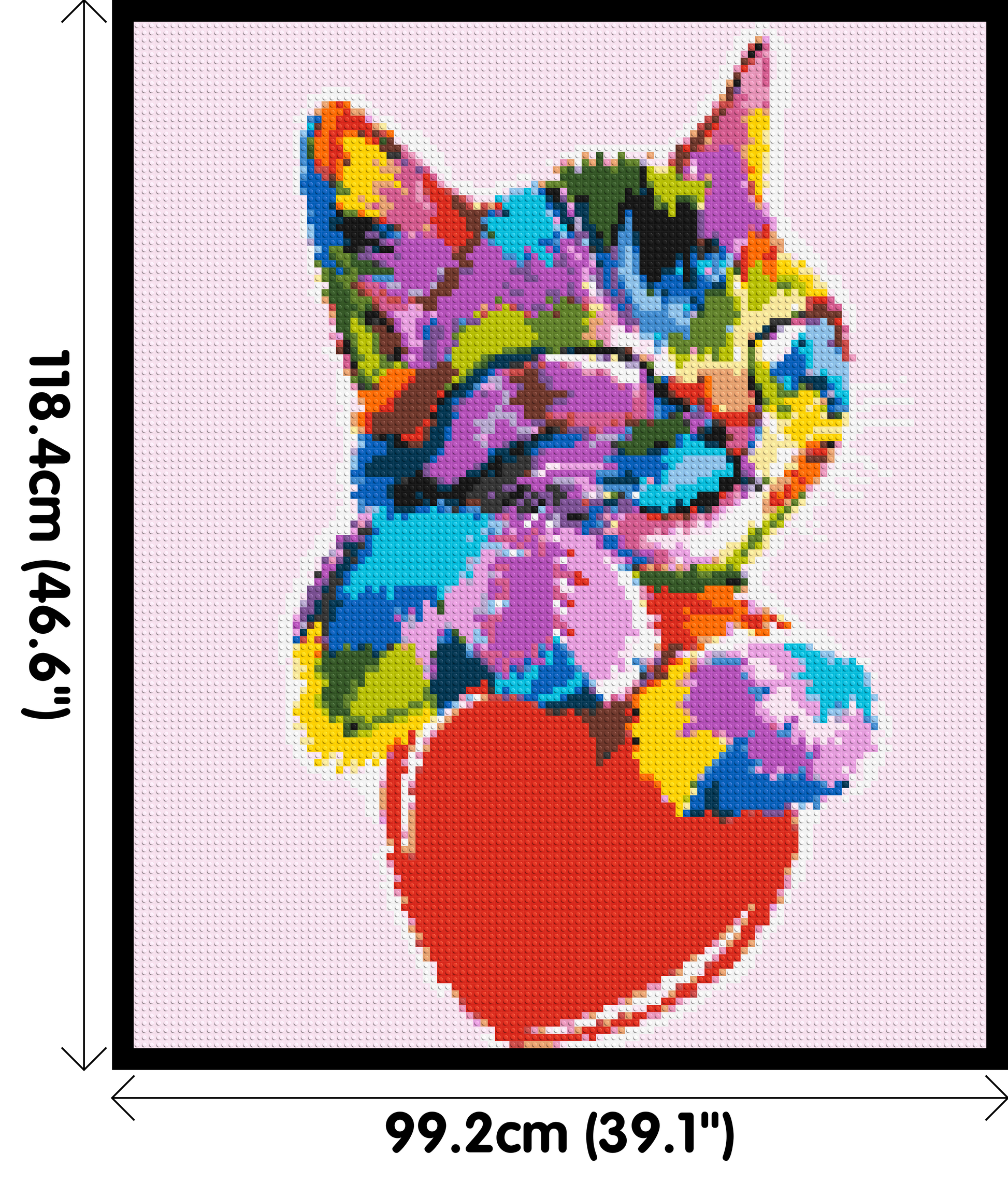 Cat with a Heart Colourful Pop Art - Brick Art Mosaic Kit 5x6 dimensions with frame