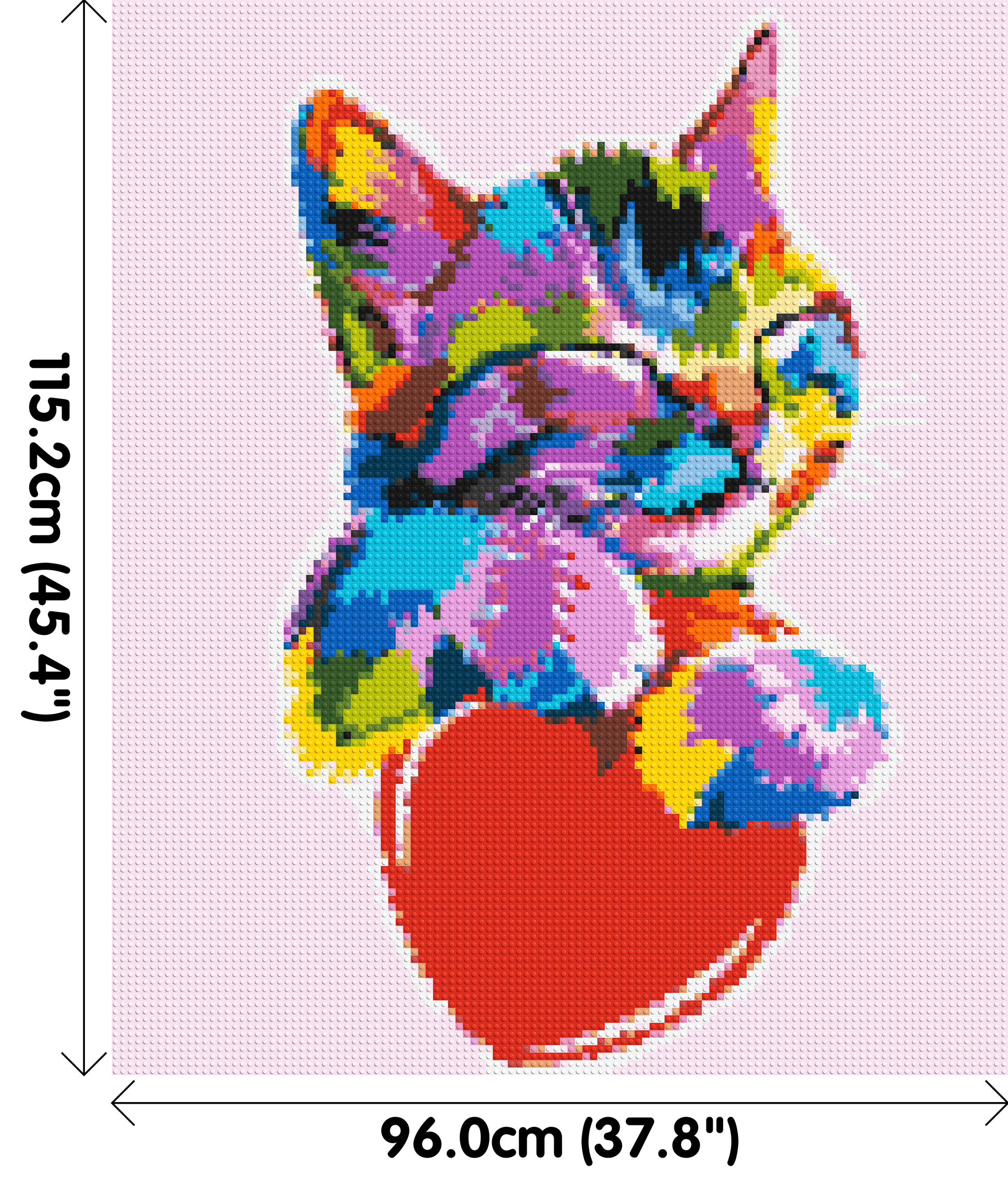 Cat with a Heart Colourful Pop Art - Brick Art Mosaic Kit 5x6 dimensions