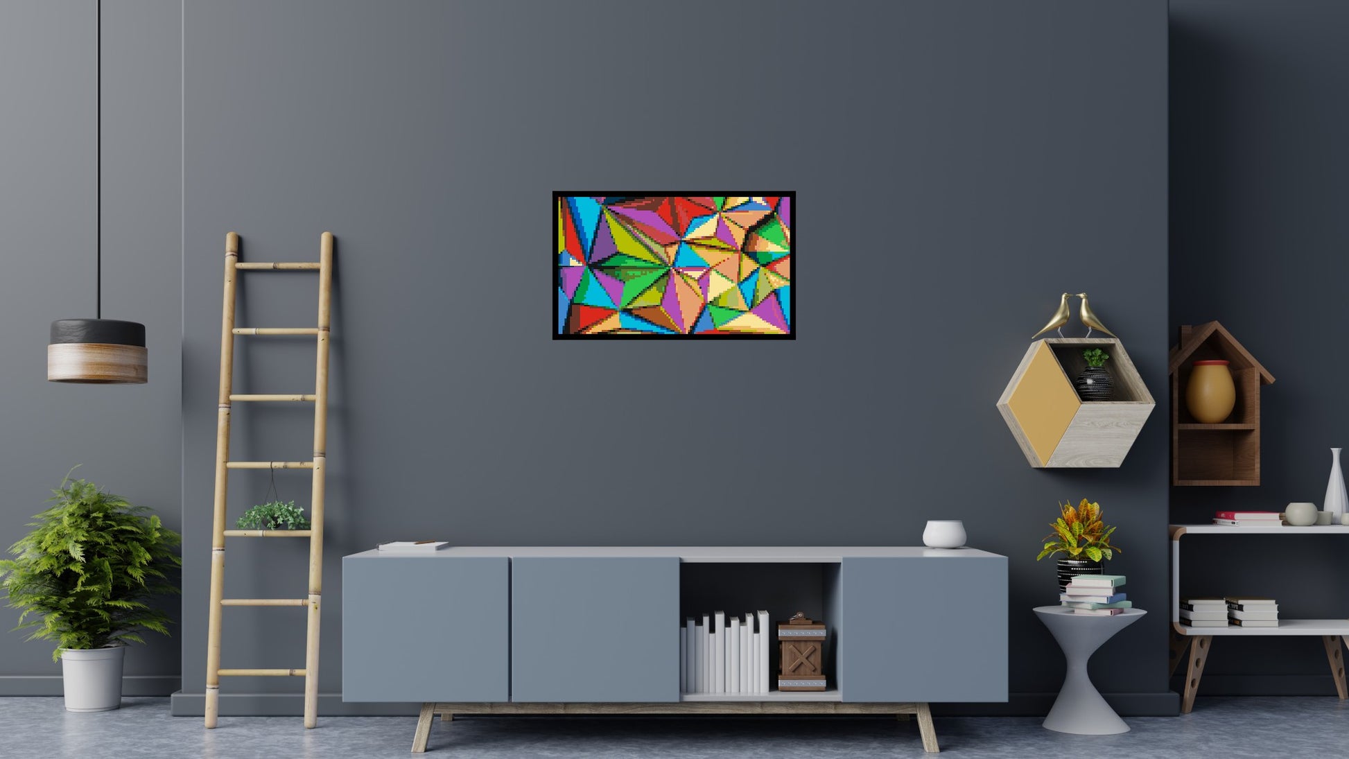 Abstract Pattern #9 - Brick Art Mosaic Kit 5x3 scene with frame