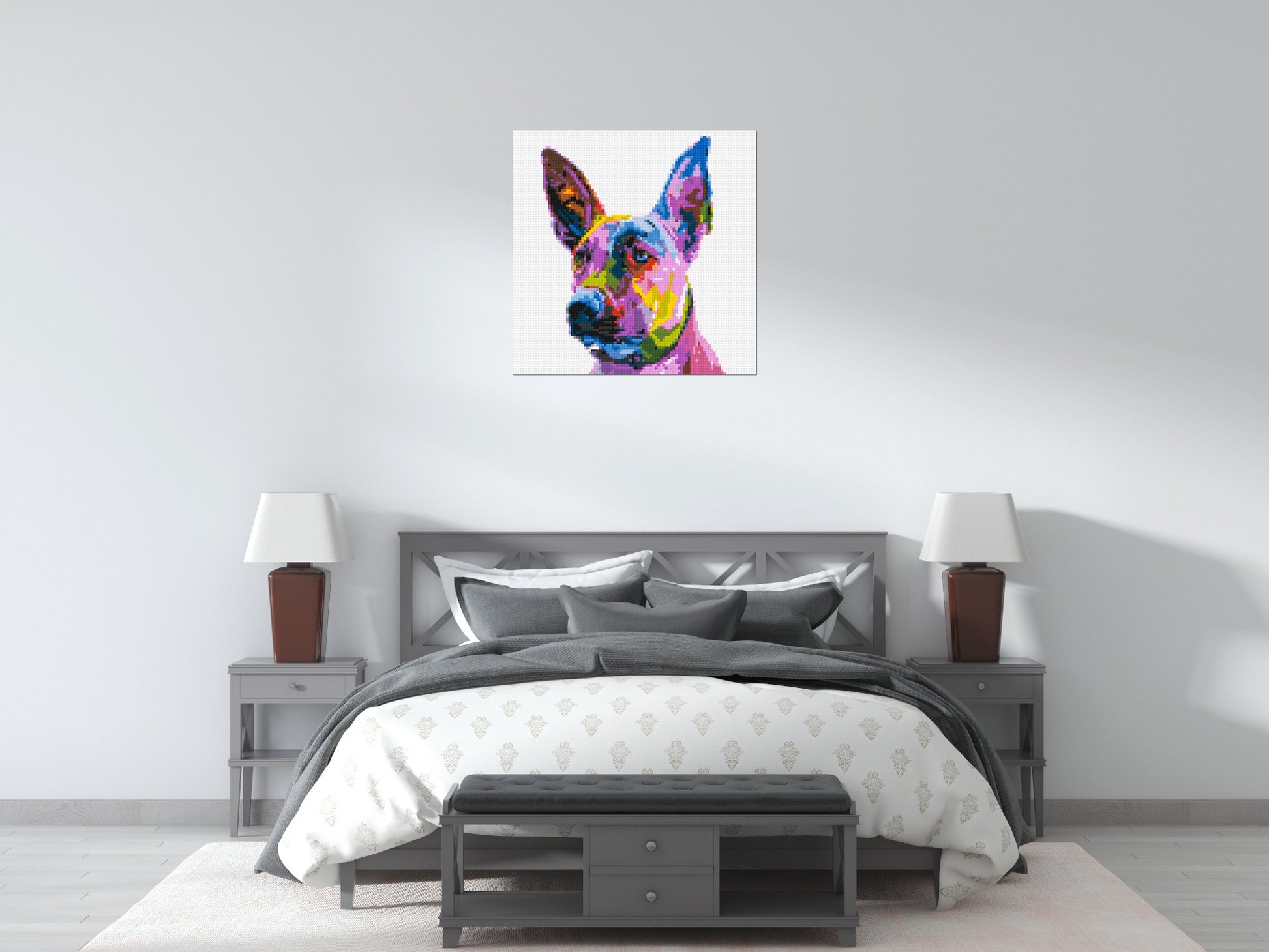 Belgian Malinois Colourful Pop Art - Brick Art Mosaic Kit 4x4 scene