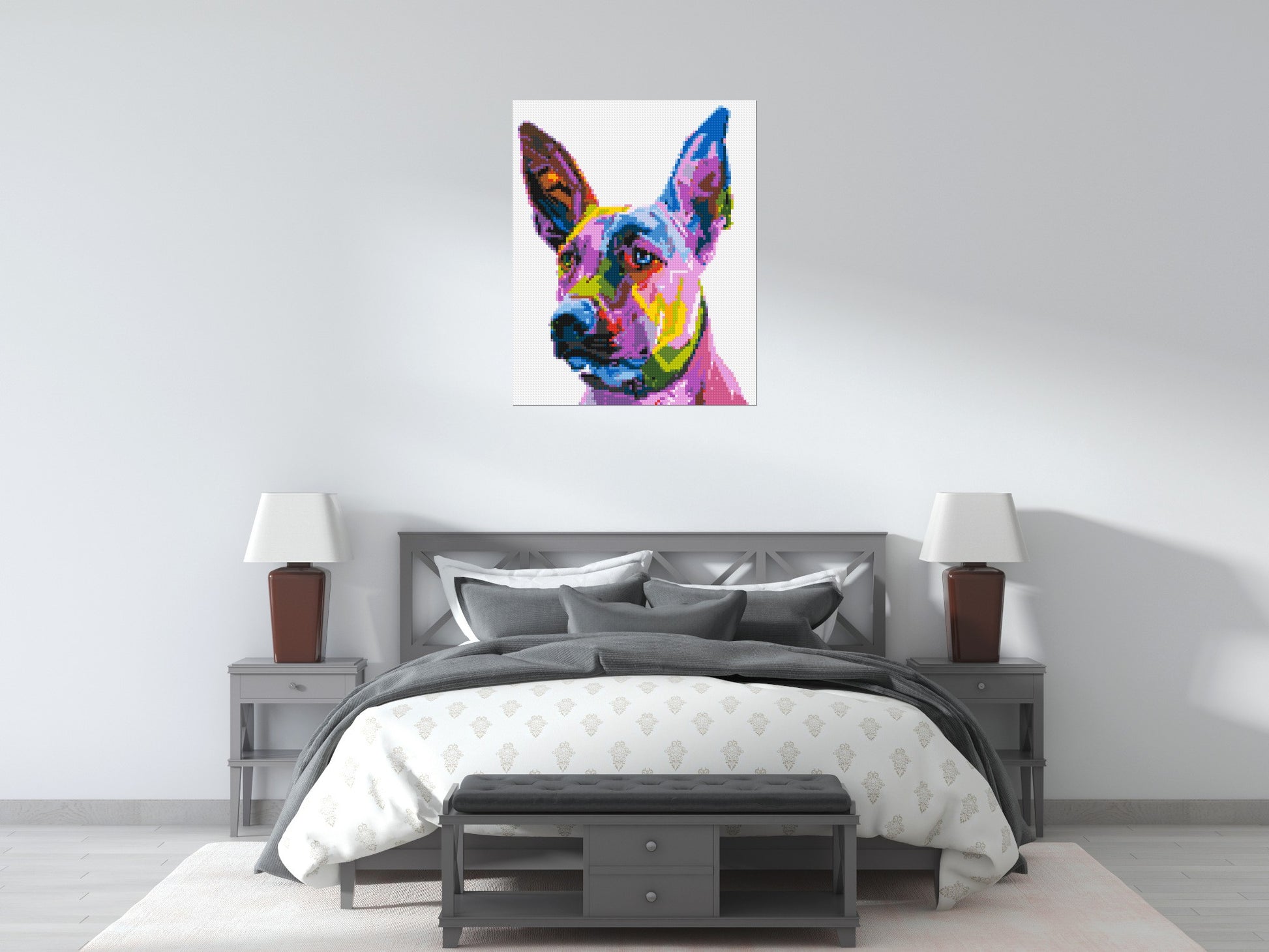 Belgian Malinois Colourful Pop Art - Brick Art Mosaic Kit 4x5 scene