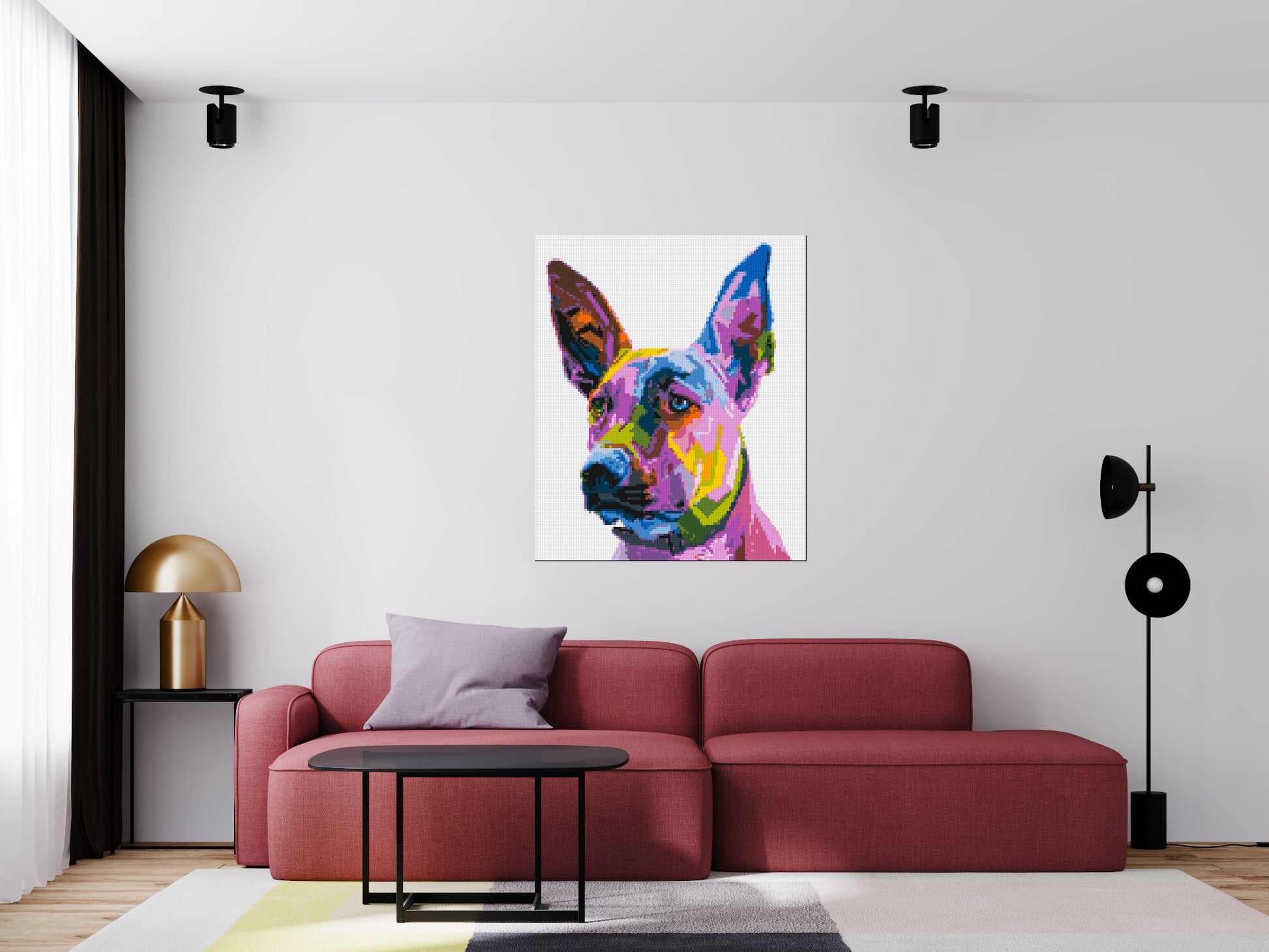 Belgian Malinois Colourful Pop Art - Brick Art Mosaic Kit 5x6 scene