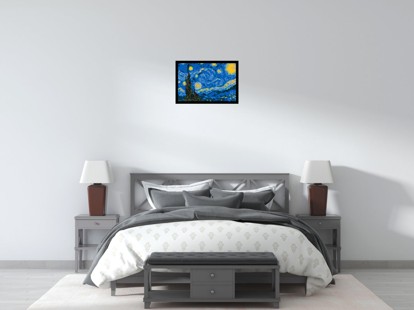 Starry Night by Vincent Van Gogh - Brick Art Mosaic Kit 3x2 large