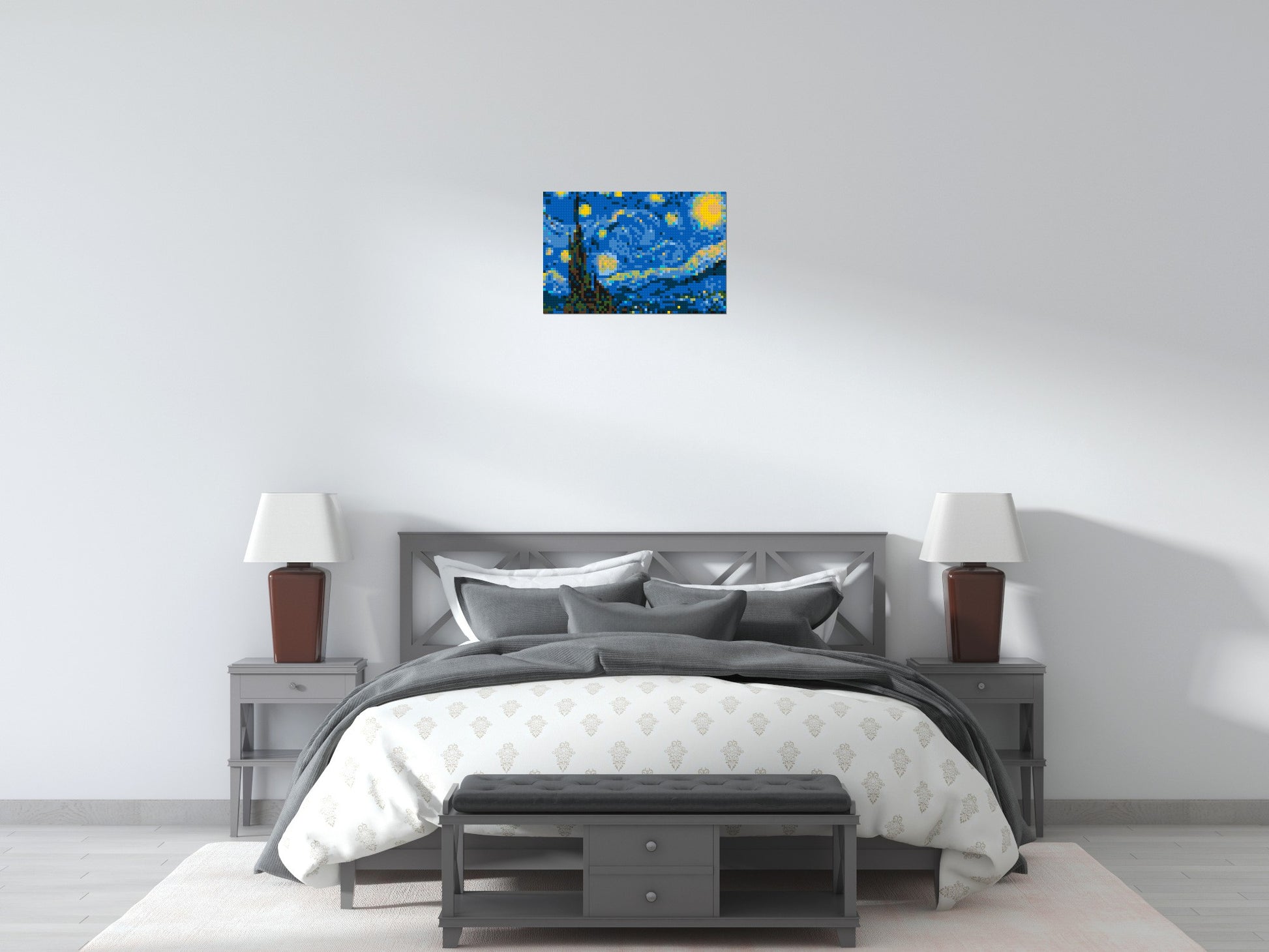 Starry Night by Vincent Van Gogh - Brick Art Mosaic Kit 3x2 scene