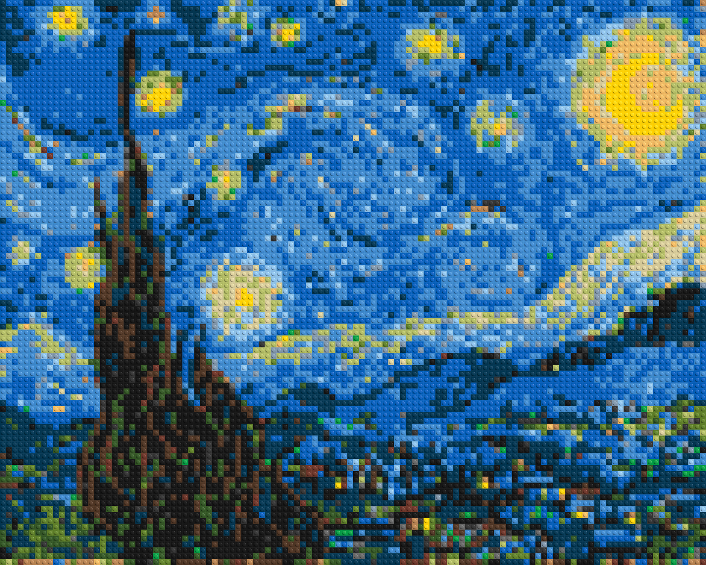 Starry Night by Vincent Van Gogh - Brick Art Mosaic Kit 5x4 large