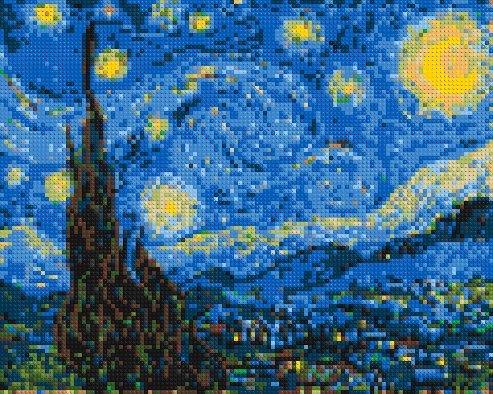 Starry Night by Vincent Van Gogh - Brick Art Mosaic Kit 5x4 large