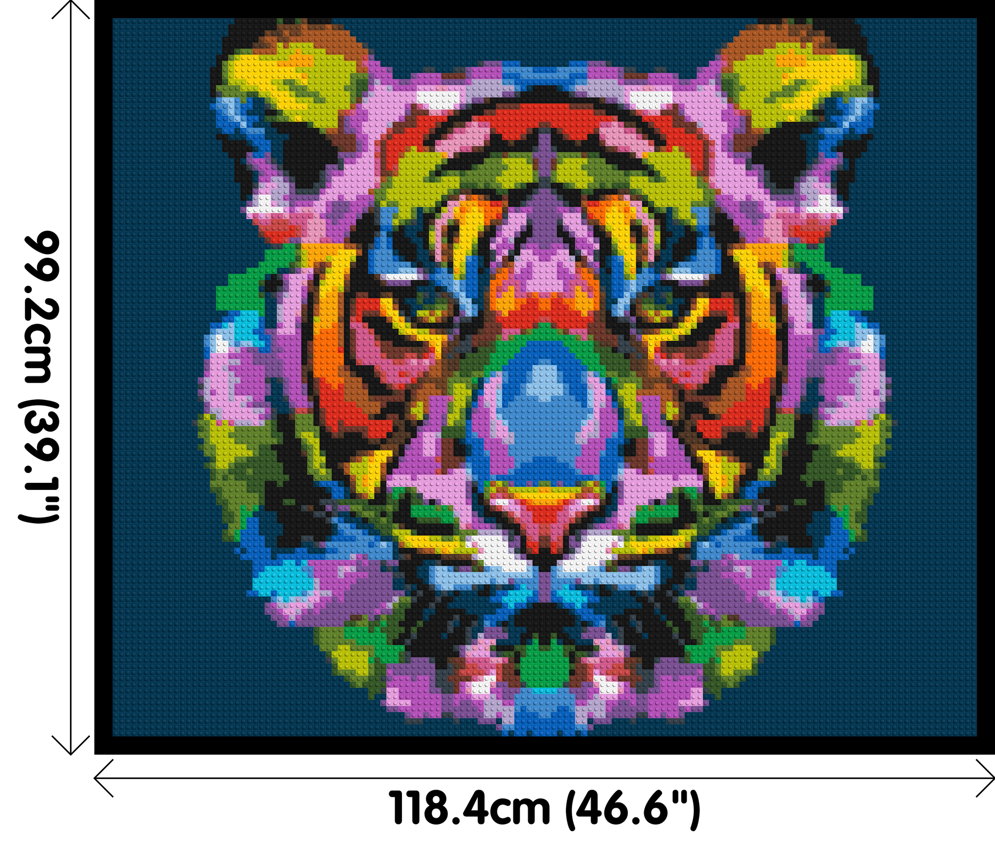 Tiger Colourful Pop Art - Brick Art Mosaic Kit 6x5 dimensions with frame