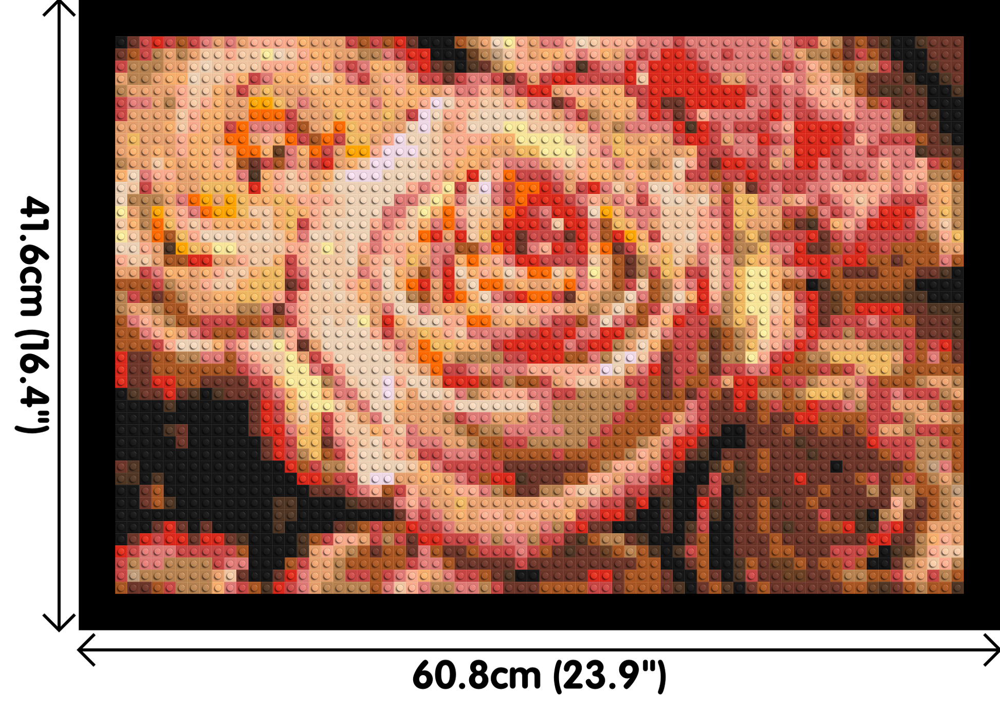 Pink Roses - Brick Art Mosaic Kit 3x2 dimensions with frame