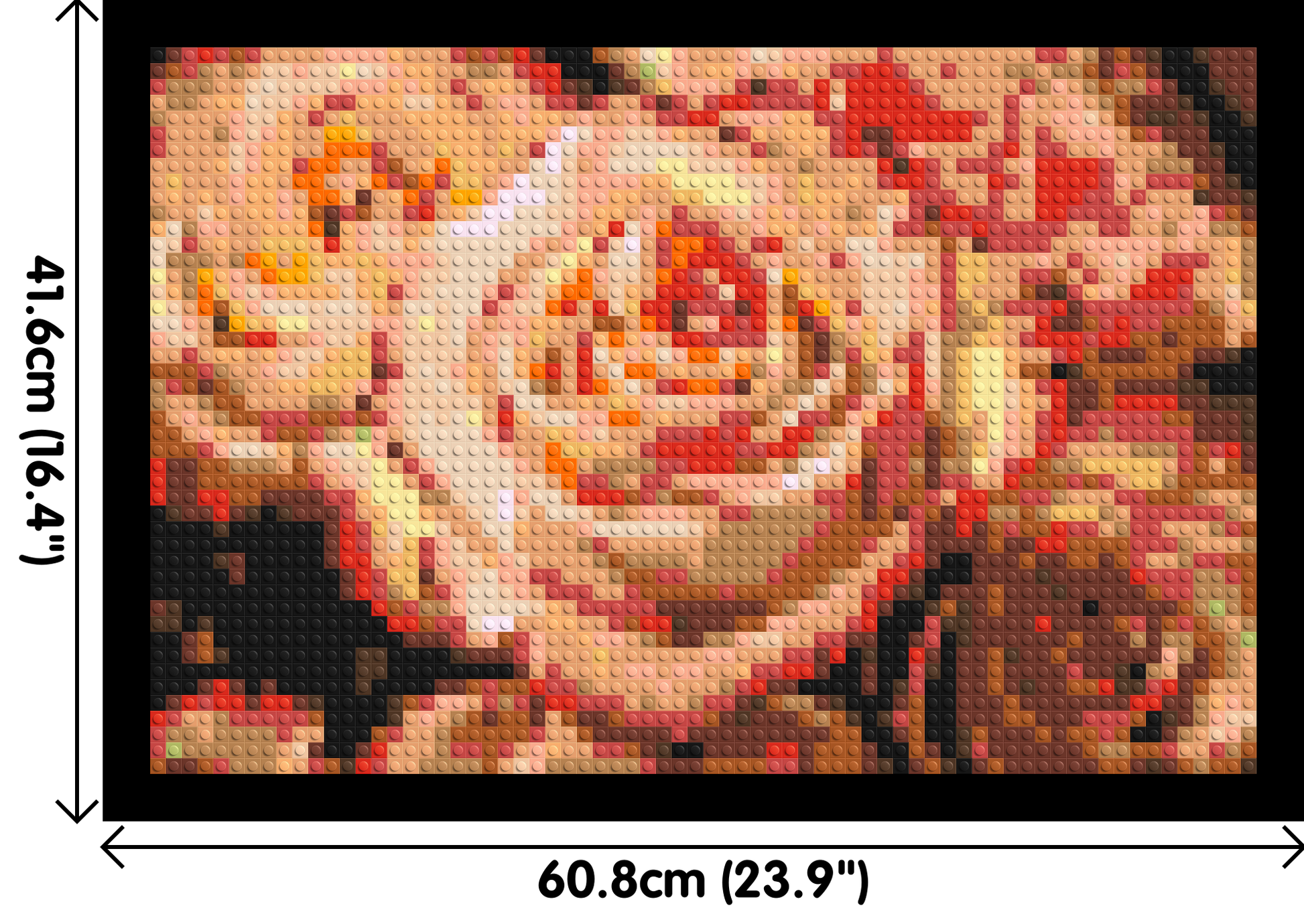 Pink Roses - Brick Art Mosaic Kit 3x2 dimensions with frame