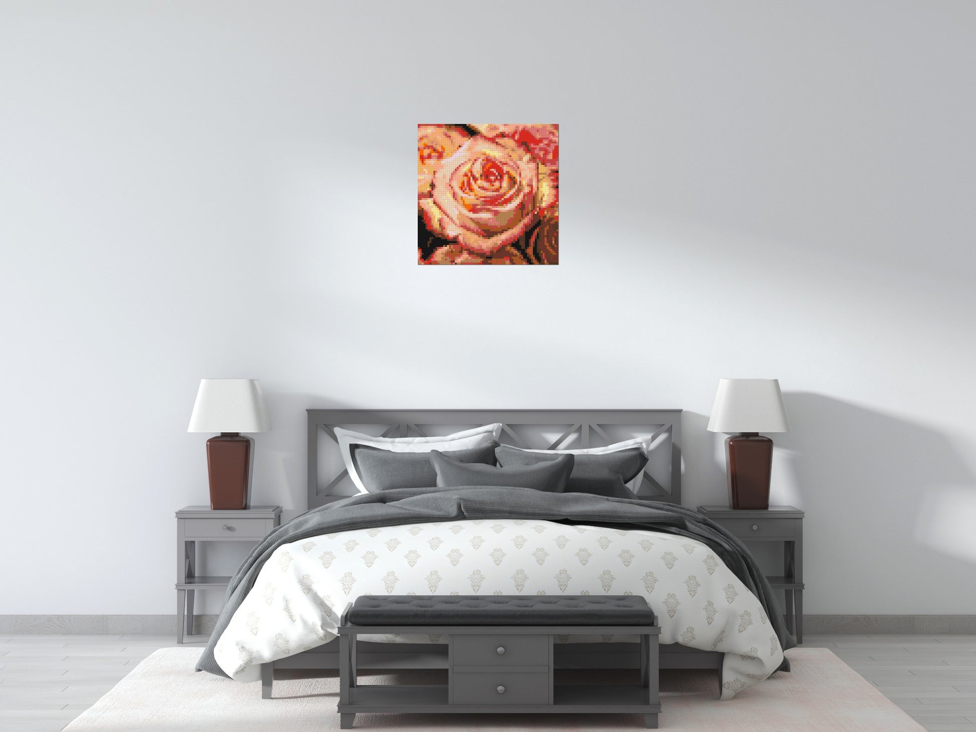 Pink Roses - Brick Art Mosaic Kit 3x3 scene