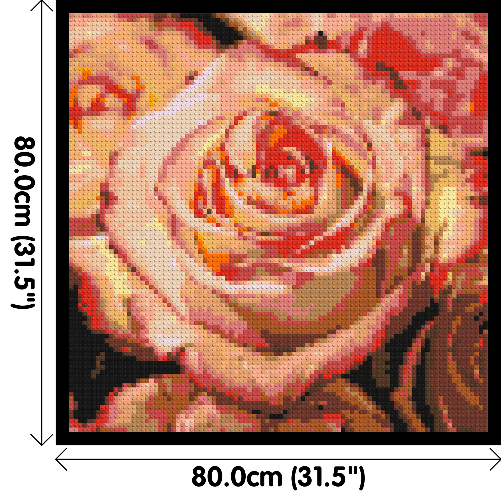 Pink Roses - Brick Art Mosaic Kit 4x4 dimensions with frame