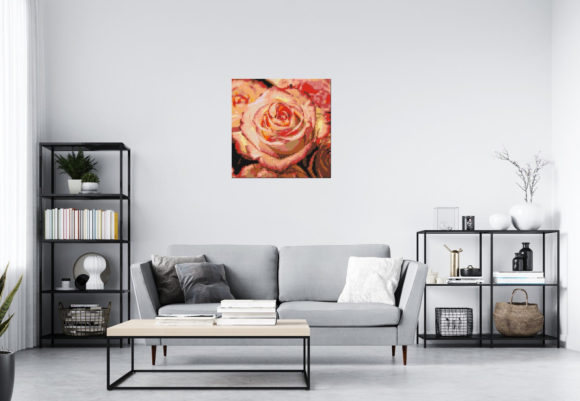 Pink Roses - Brick Art Mosaic Kit 4x4 scene