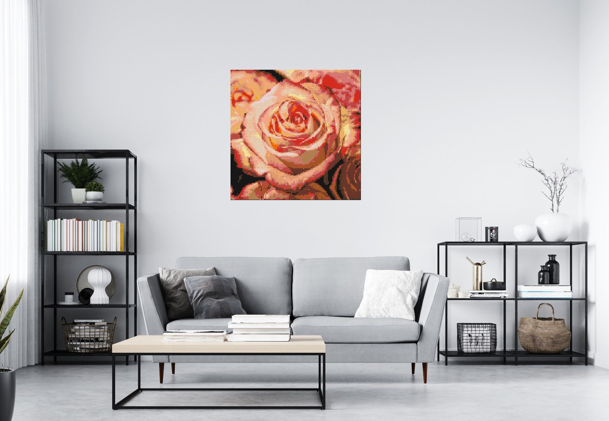 Pink Roses - Brick Art Mosaic Kit 5x5 scene