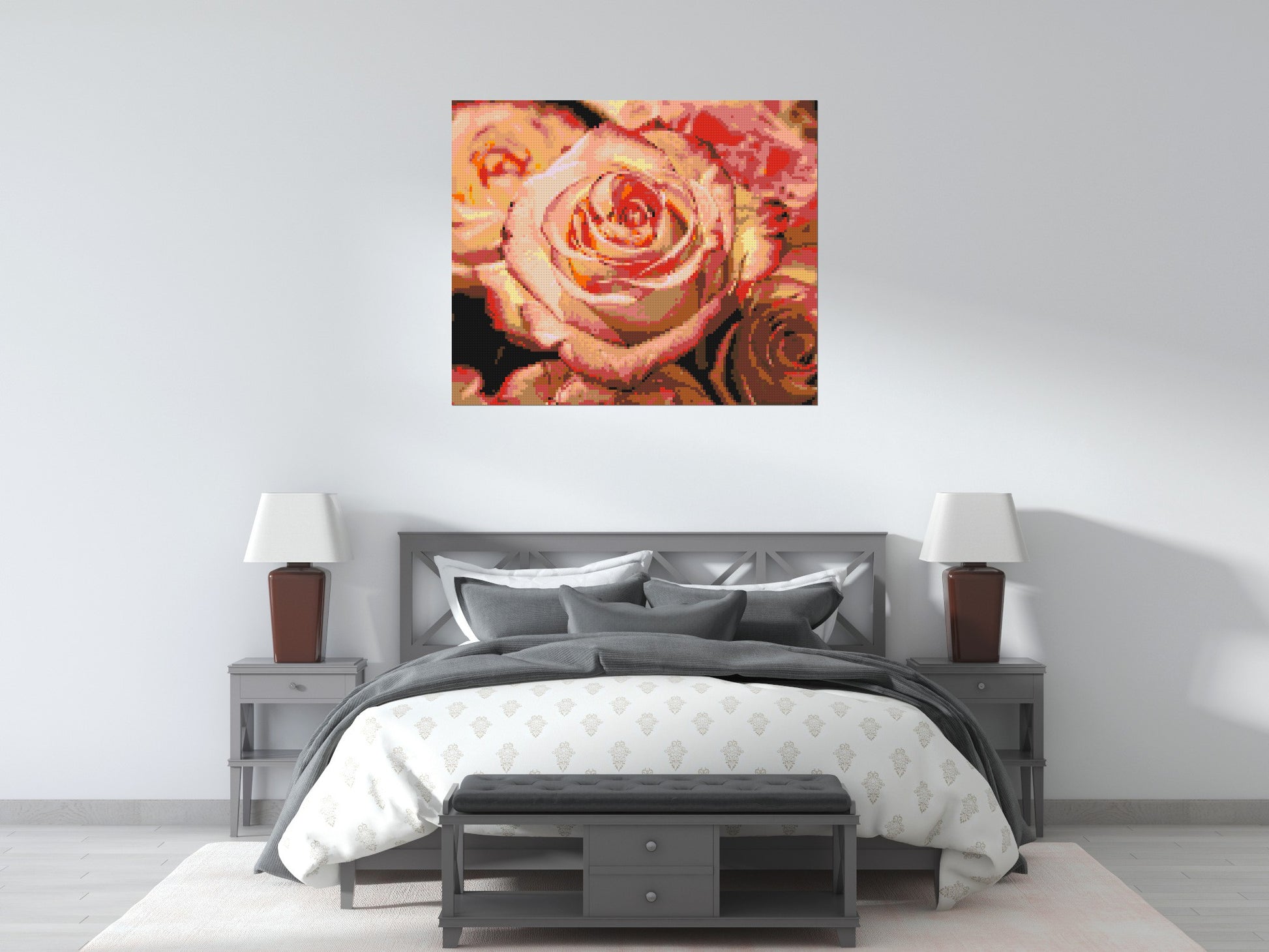 Pink Roses - Brick Art Mosaic Kit 6x5 scene