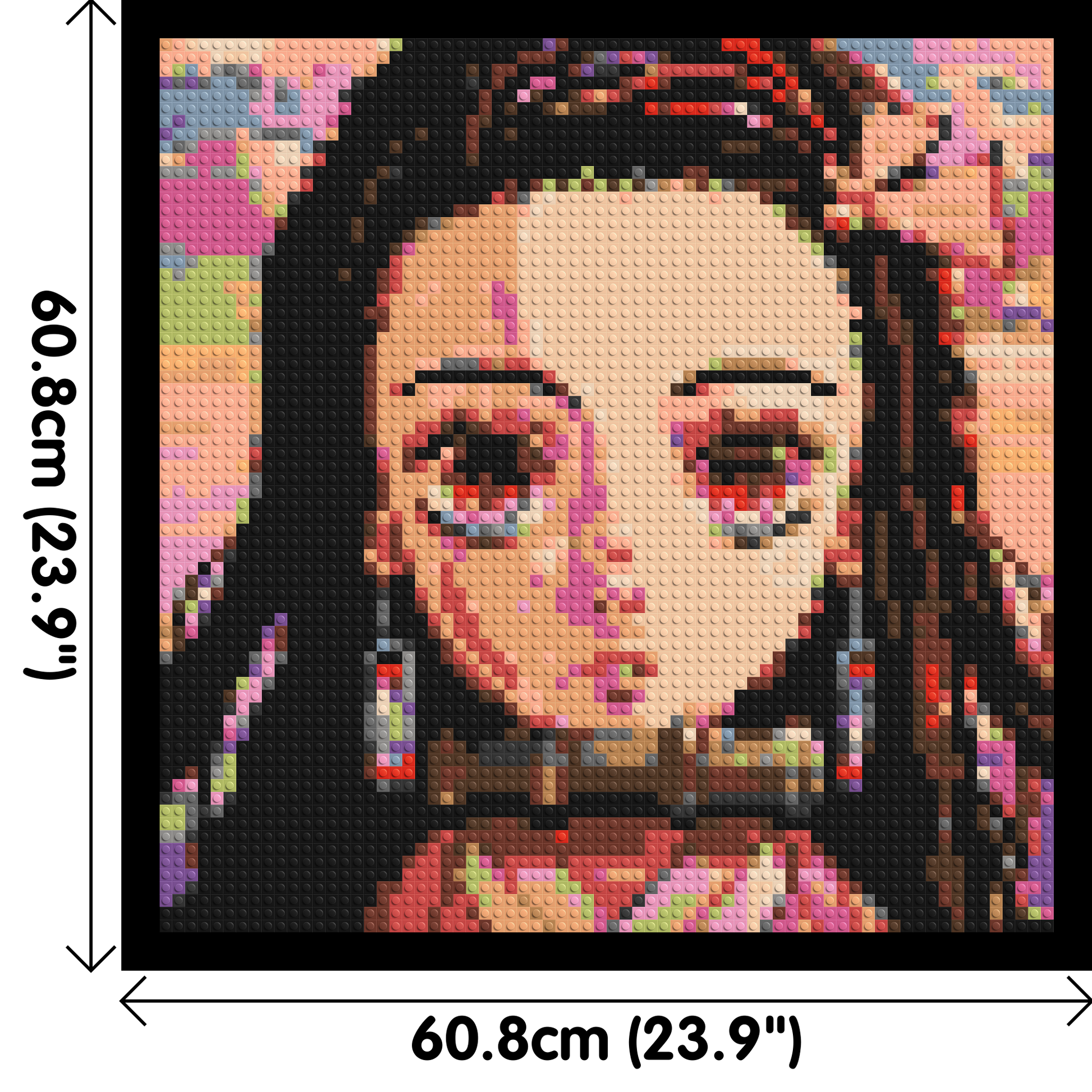 Nezuko Pixel Art - Brick Art Mosaic Kit 3x3 dimensions with frame