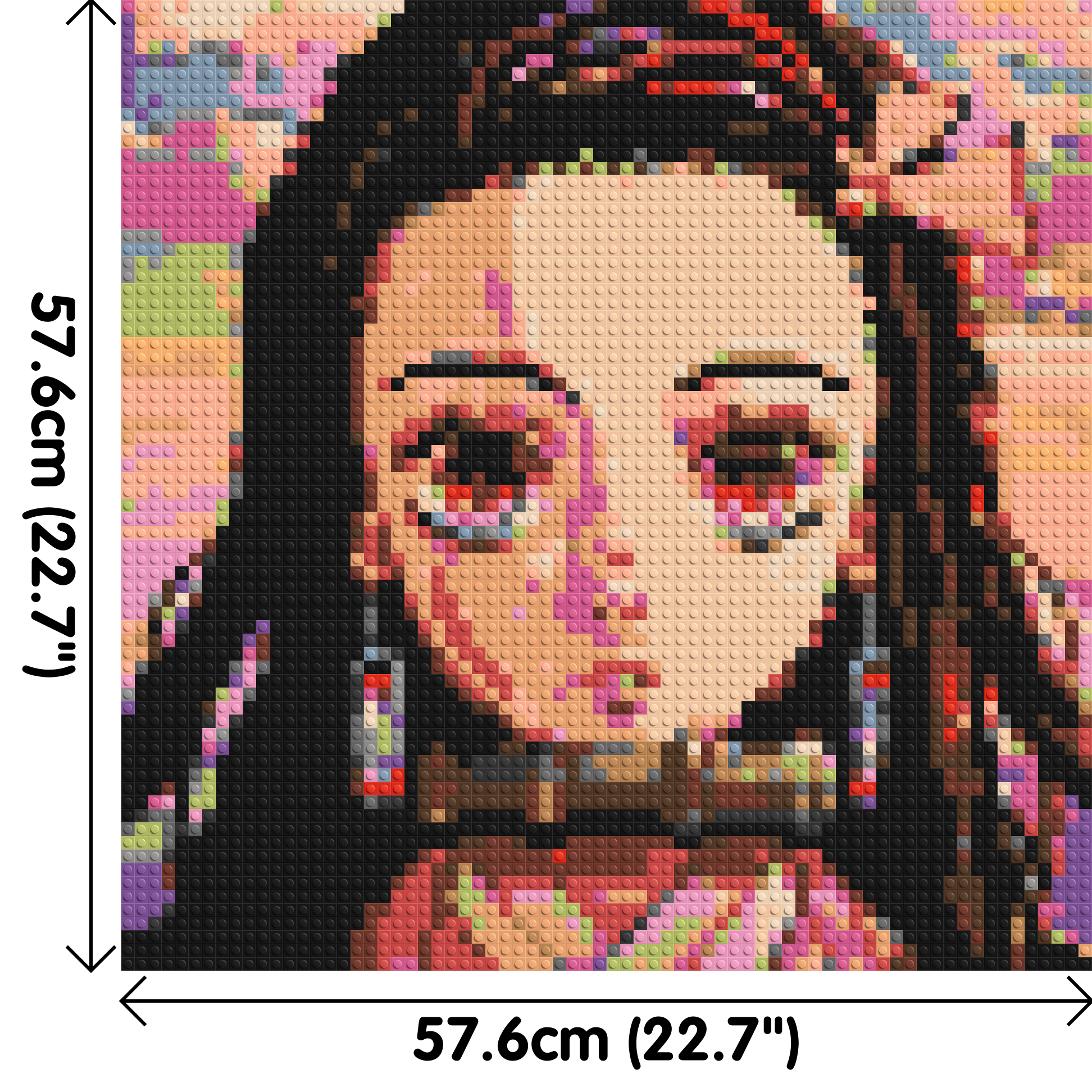 Nezuko Pixel Art - Brick Art Mosaic Kit 3x3 dimensions