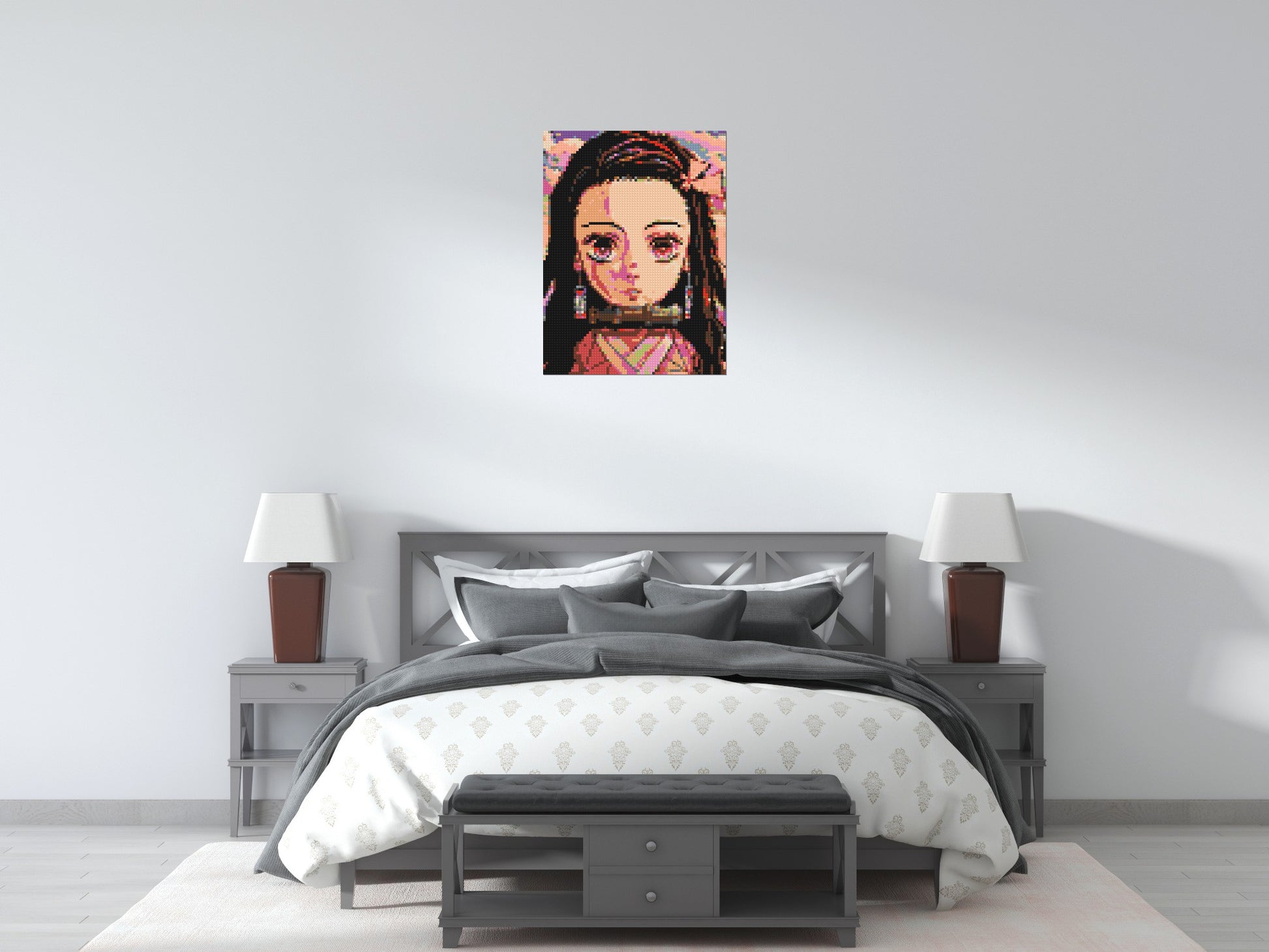 Nezuko Pixel Art - Brick Art Mosaic Kit 3x4 scene