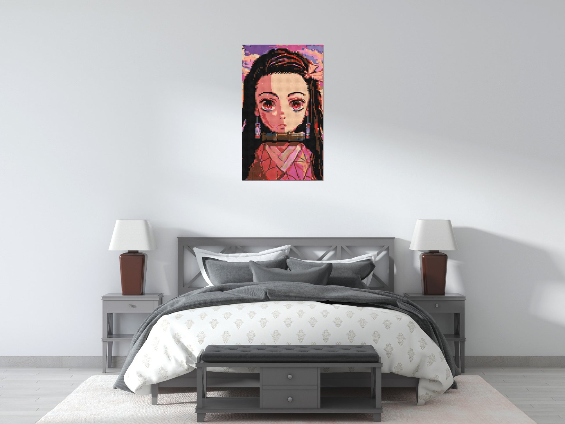 Nezuko Pixel Art - Brick Art Mosaic Kit 3x5 scene