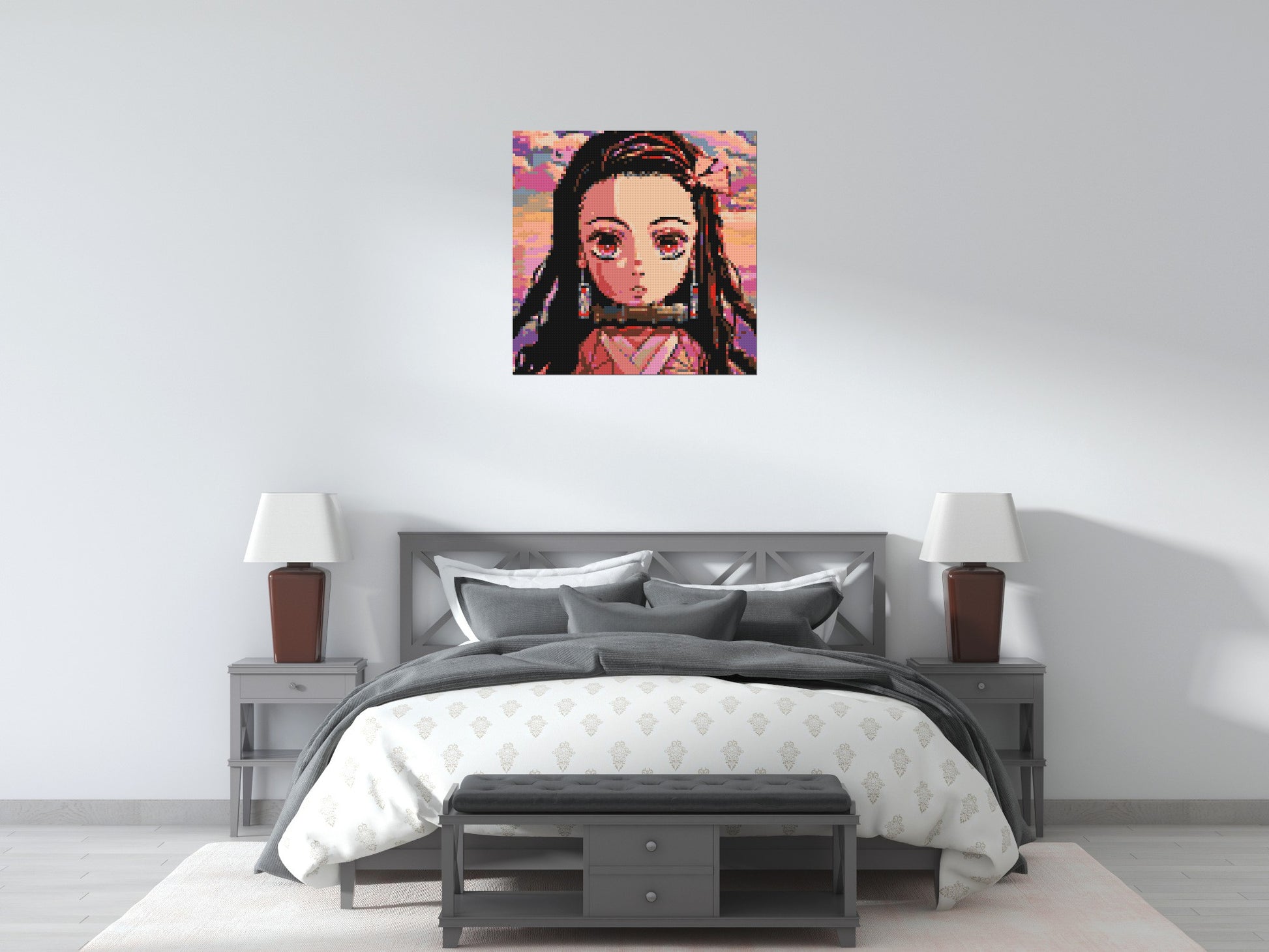 Nezuko Pixel Art - Brick Art Mosaic Kit 4x4 scene