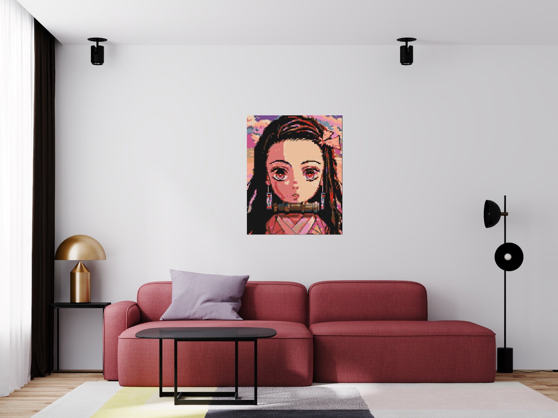 Nezuko Pixel Art - Brick Art Mosaic Kit 4x5 scene