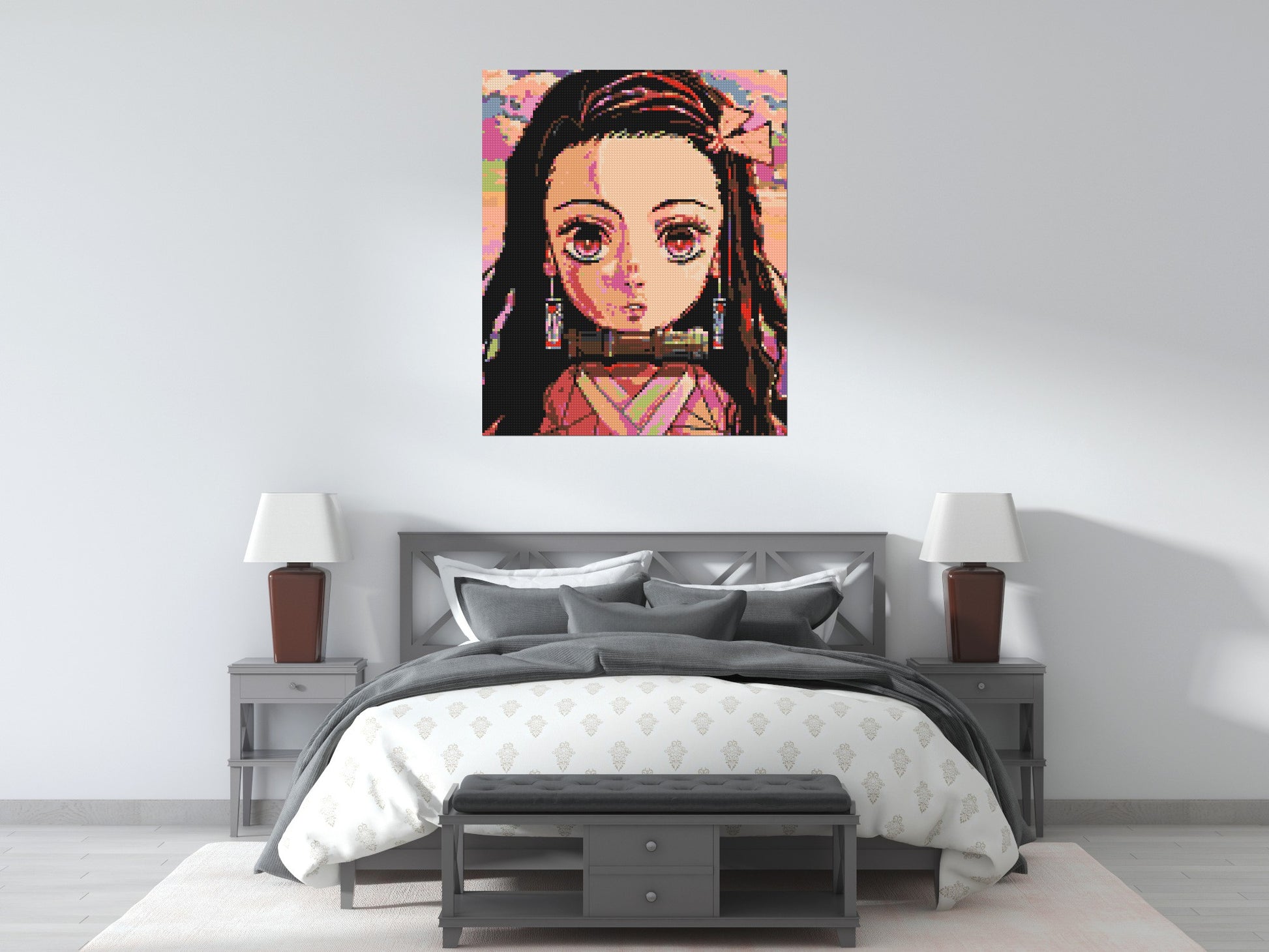 Nezuko Pixel Art - Brick Art Mosaic Kit 5x6 scene