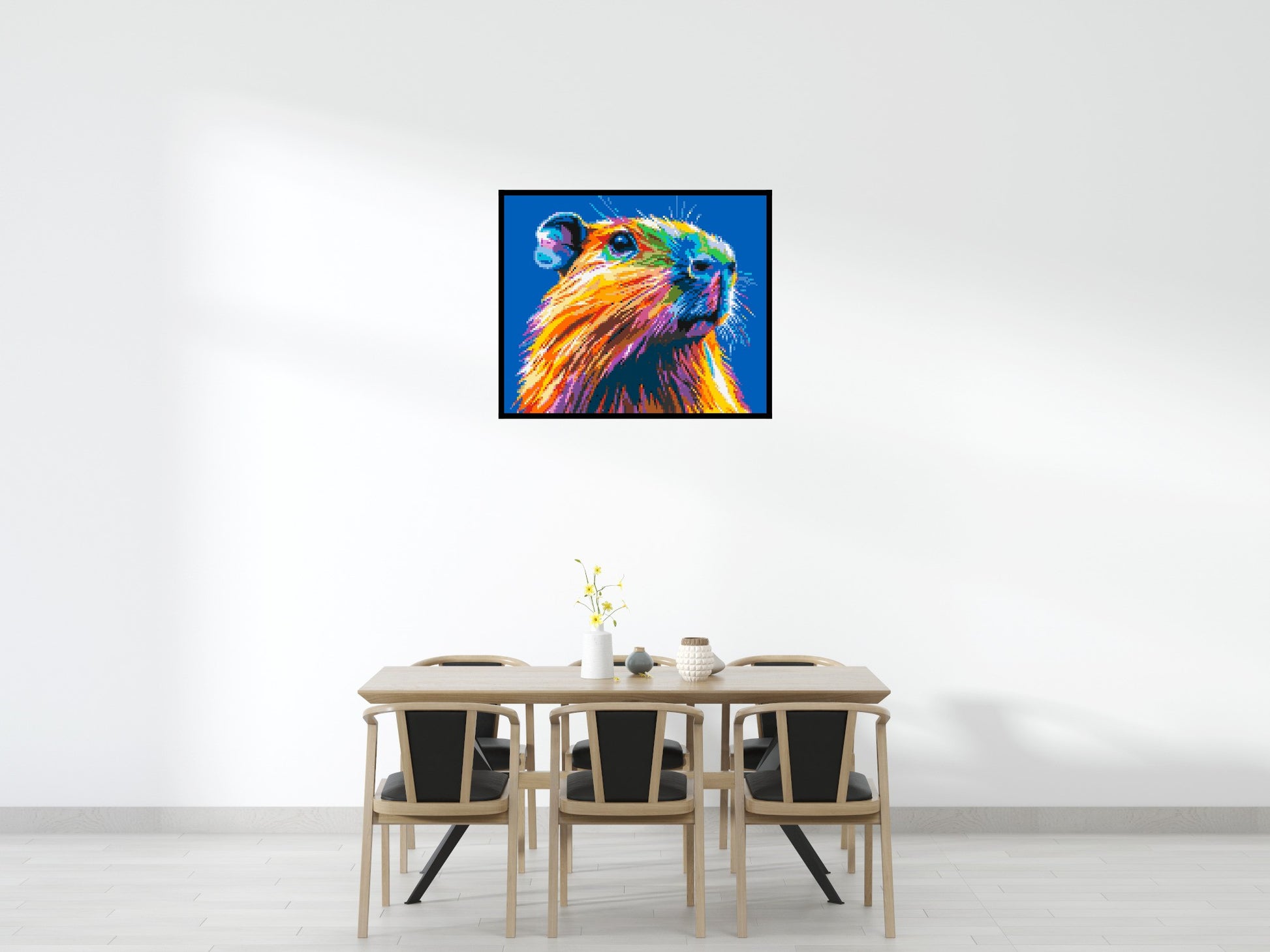 Capybara Colourful Pop Art - Brick Art Mosaic Kit 6x5 scene with frame