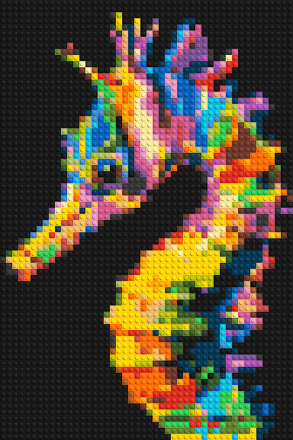 Colourful Seahorse Pop Art - Brick Art Mosaic Kit 2x3 large
