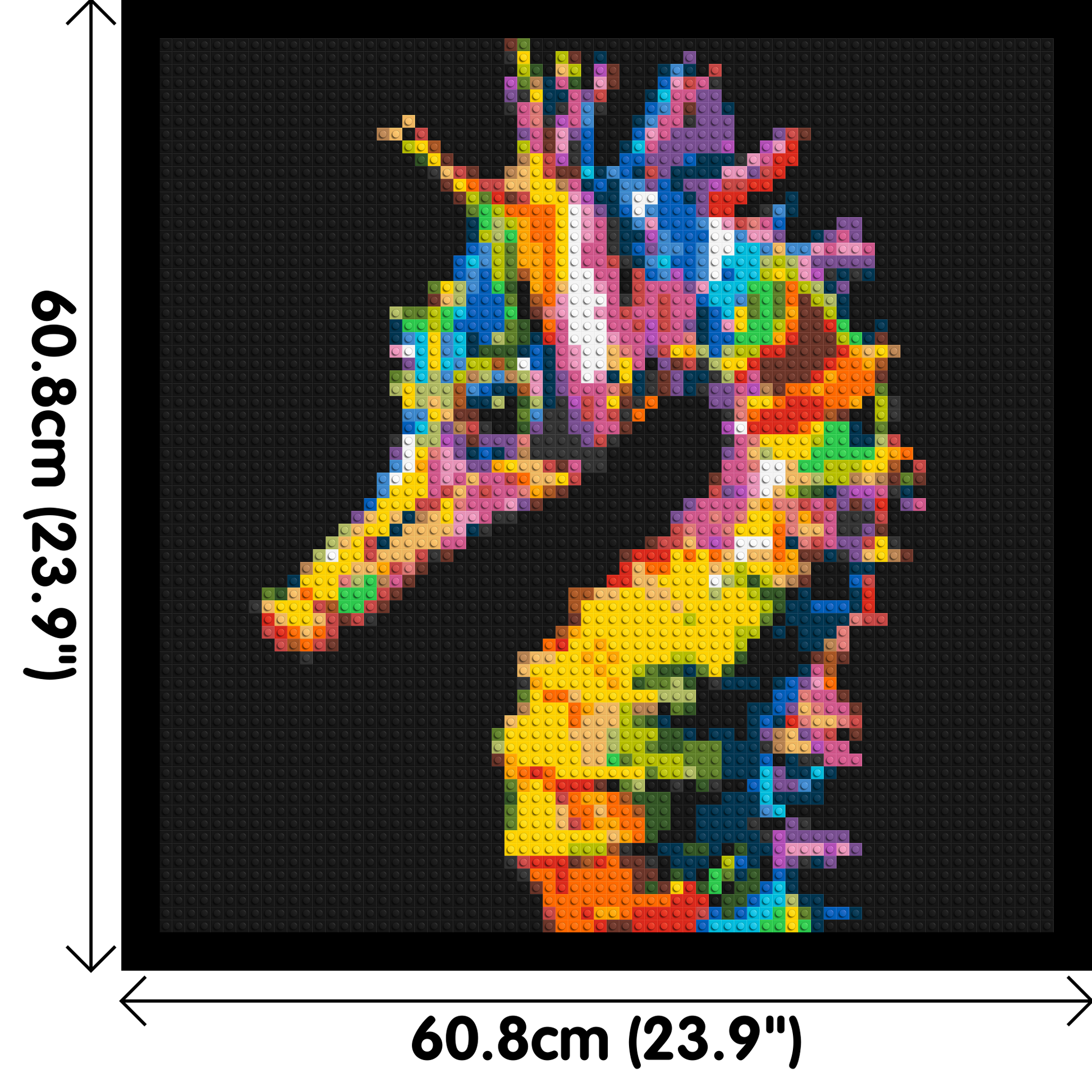 Colourful Seahorse Pop Art - Brick Art Mosaic Kit 3x3 dimensions with frame