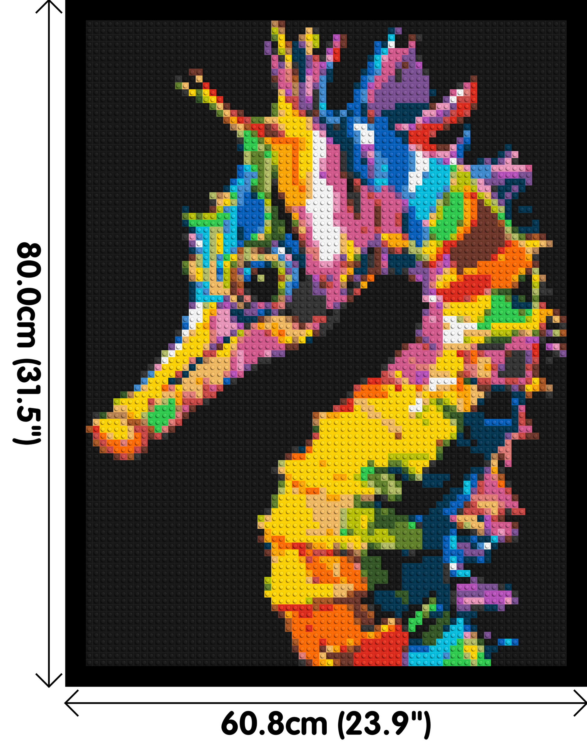 Colourful Seahorse Pop Art - Brick Art Mosaic Kit 3x4 dimensions with frame