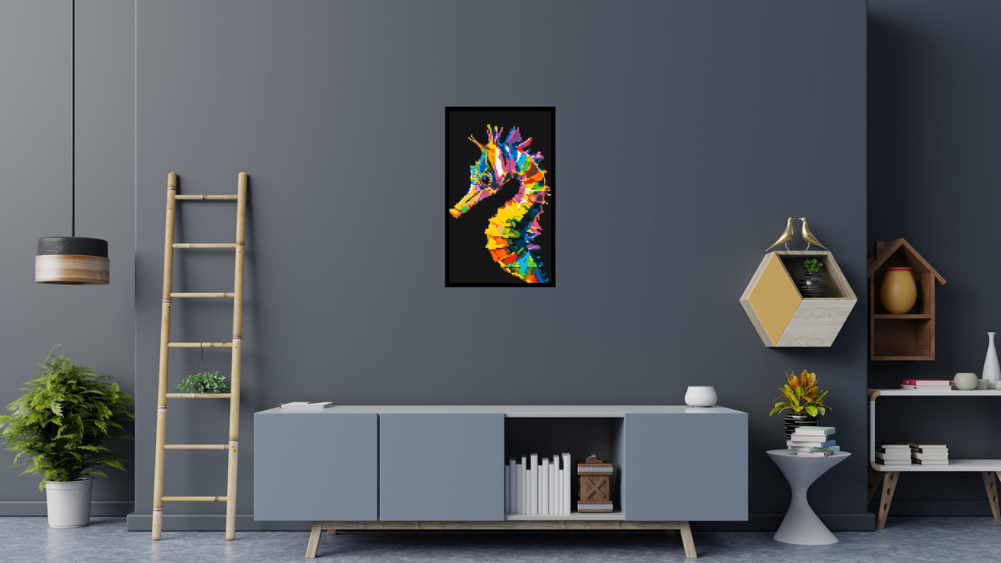 Colourful Seahorse Pop Art - Brick Art Mosaic Kit 3x5 large