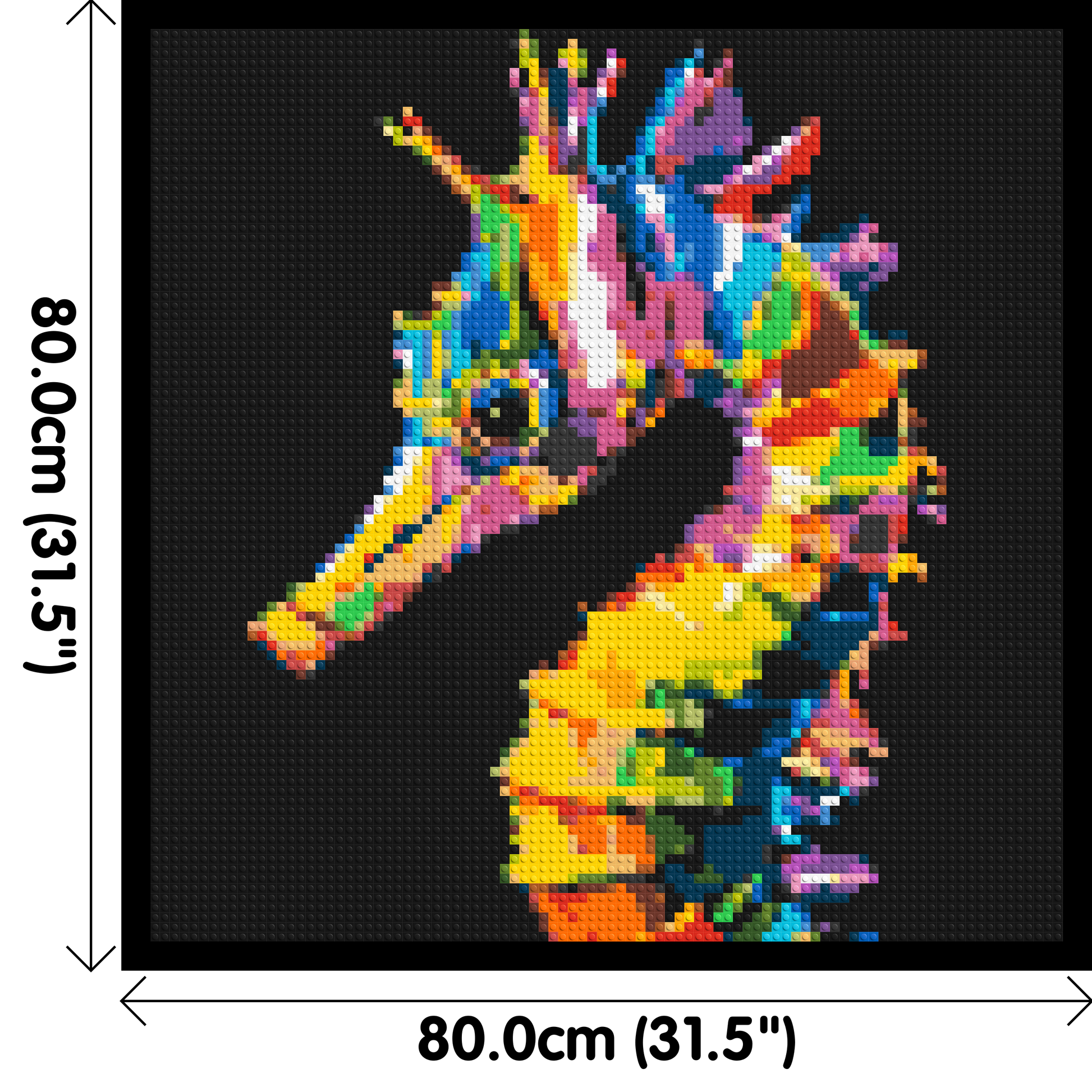 Colourful Seahorse Pop Art - Brick Art Mosaic Kit 4x4 dimensions with frame