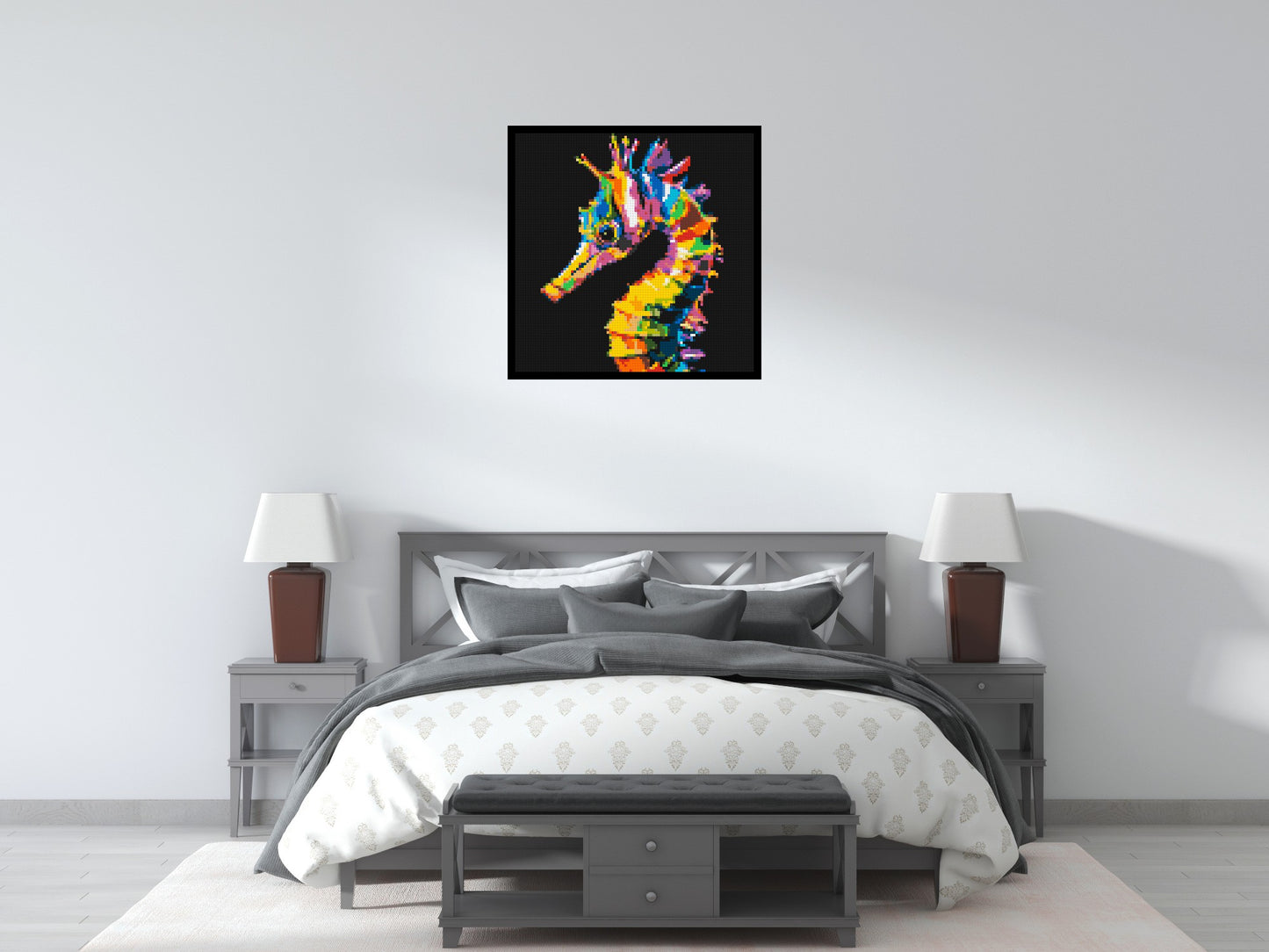 Colourful Seahorse Pop Art - Brick Art Mosaic Kit 4x4 large