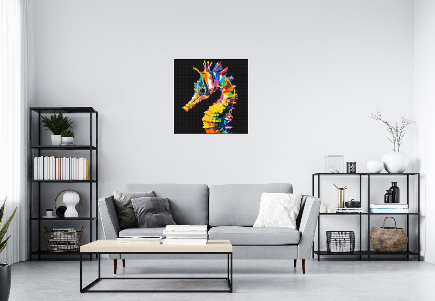 Colourful Seahorse Pop Art - Brick Art Mosaic Kit 4x4 large