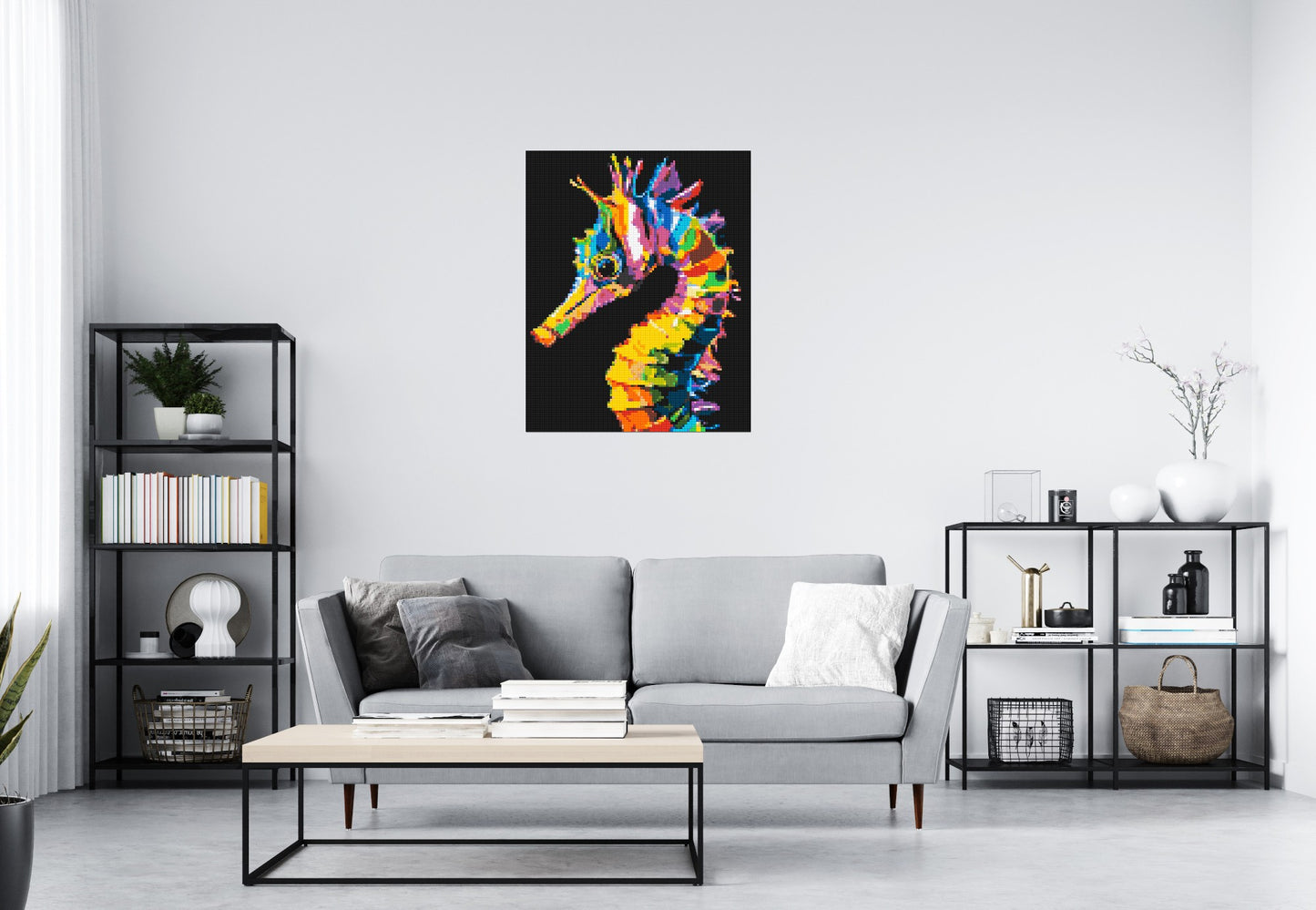 Colourful Seahorse Pop Art - Brick Art Mosaic Kit 4x5 large