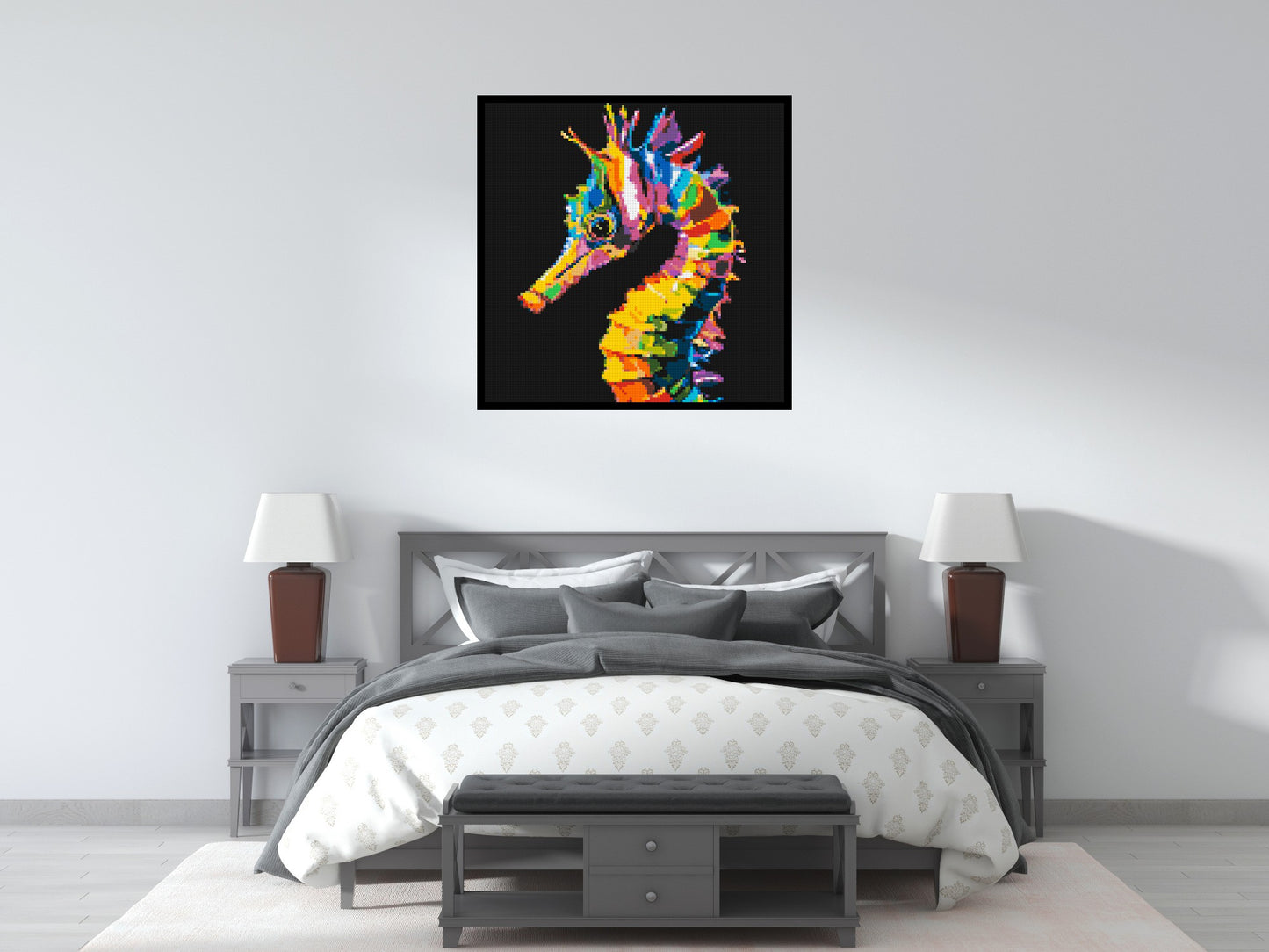 Colourful Seahorse Pop Art - Brick Art Mosaic Kit 5x5 large