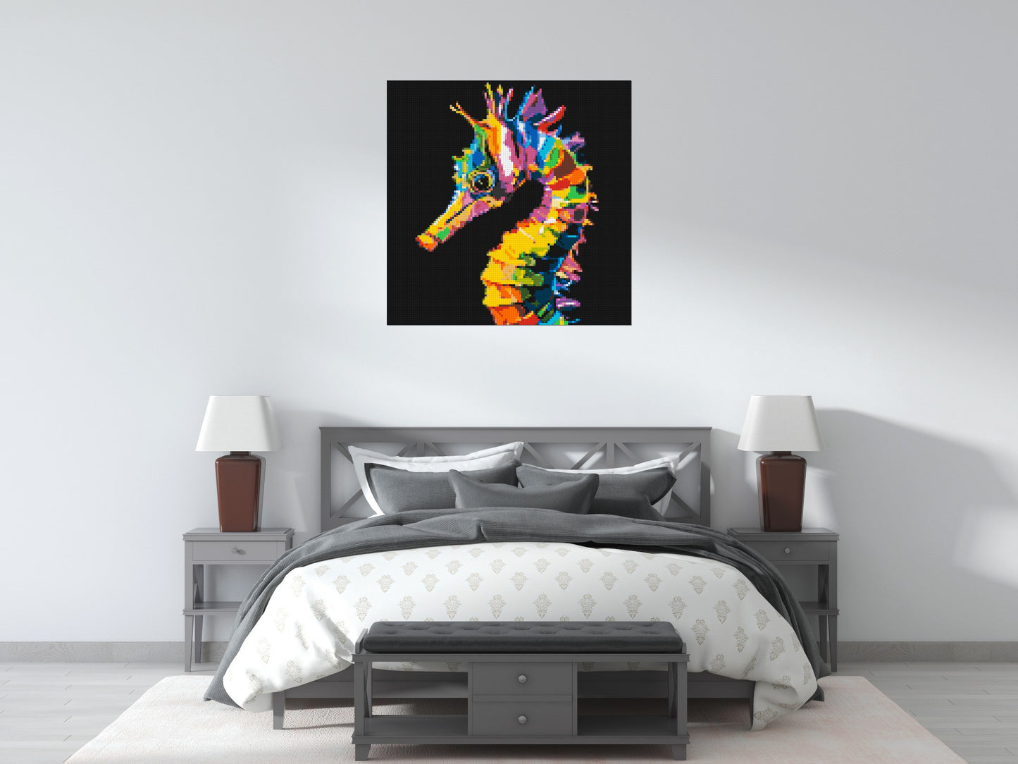 Colourful Seahorse Pop Art - Brick Art Mosaic Kit 5x5 large