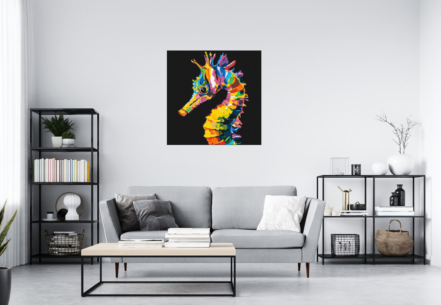 Colourful Seahorse Pop Art - Brick Art Mosaic Kit 5x5 large
